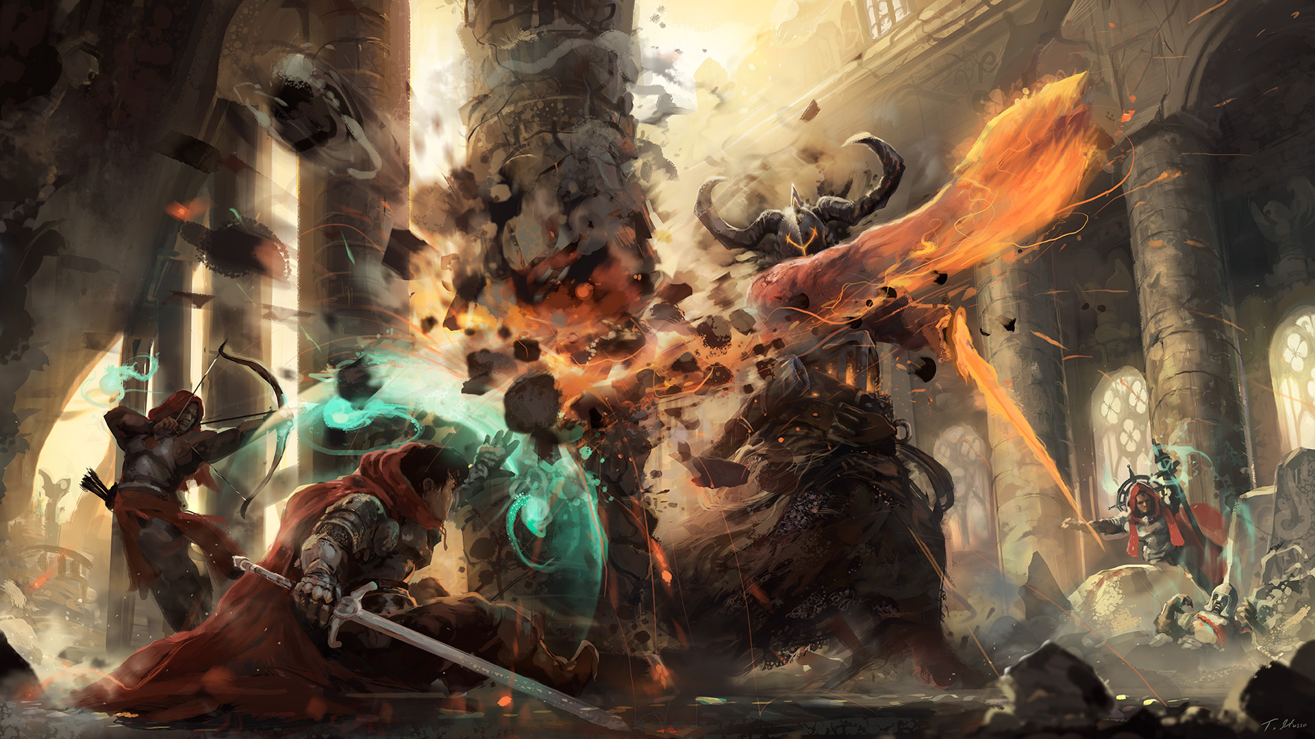 Free download wallpaper Fantasy, Battle, Sword, Archer on your PC desktop