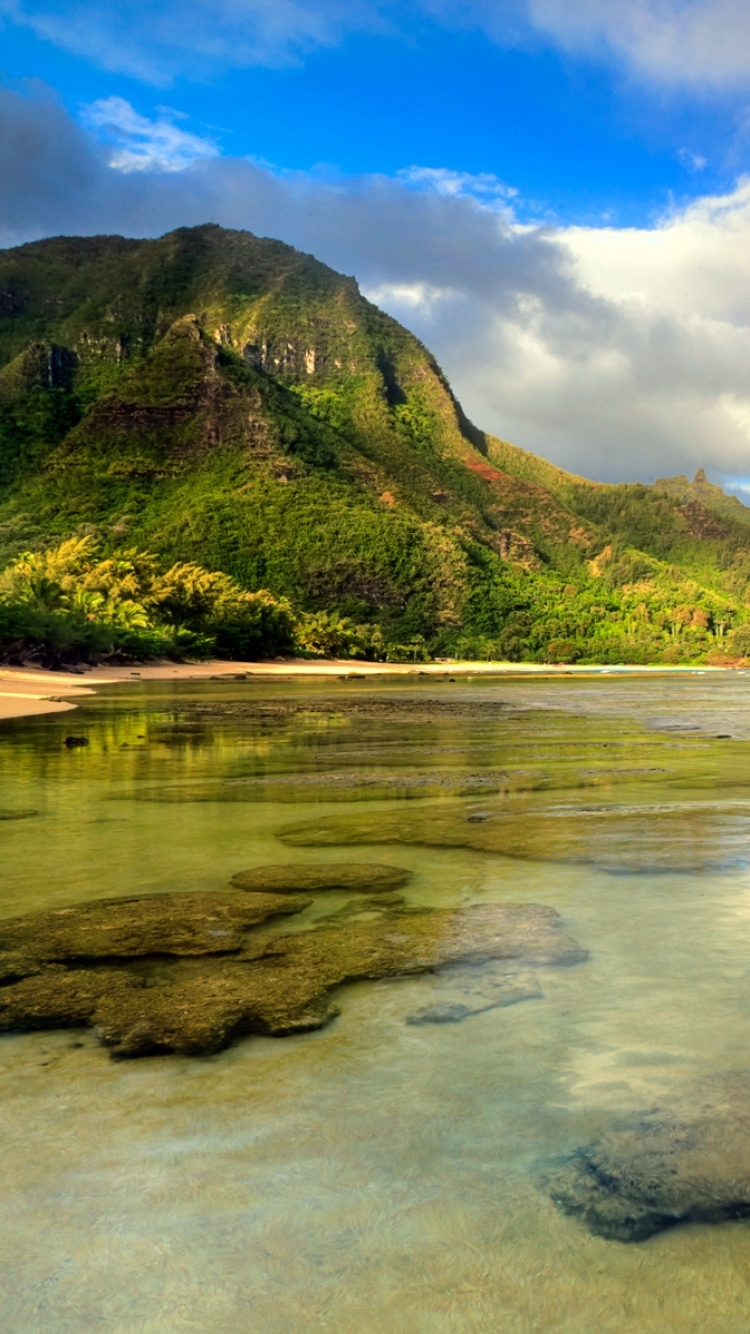 Descarga gratuita de fondo de pantalla para móvil de Agua, Playa, Costa, Océano, Hawai, Kauai, Tierra/naturaleza, Orilla Del Mar, Playa De Los Túneles.