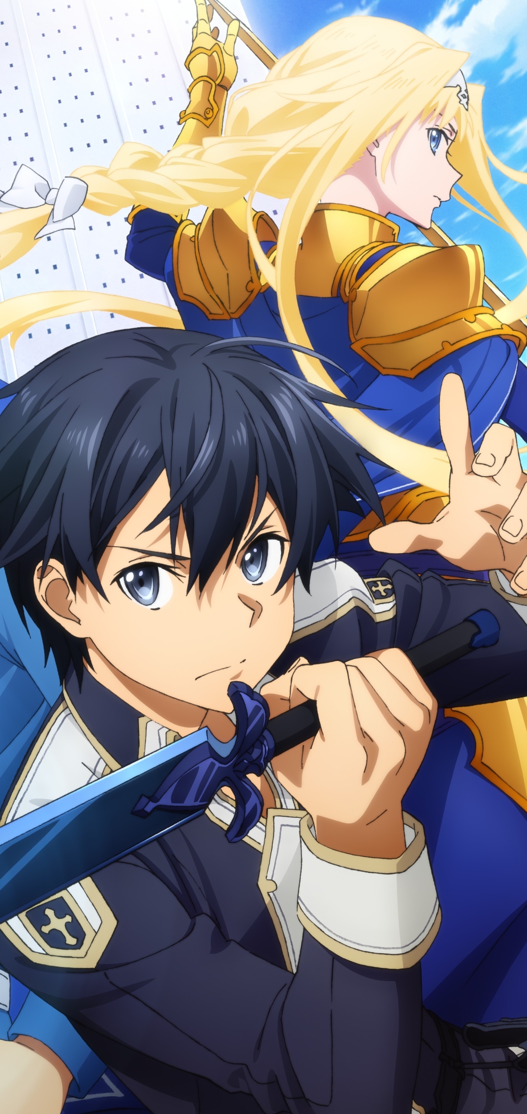 Download mobile wallpaper Anime, Sword Art Online, Blonde, Blue Eyes, Kirito (Sword Art Online), Kazuto Kirigaya, Blue Rose Sword (Sword Art Online), Alice Zuberg, Sword Art Online: Alicization for free.
