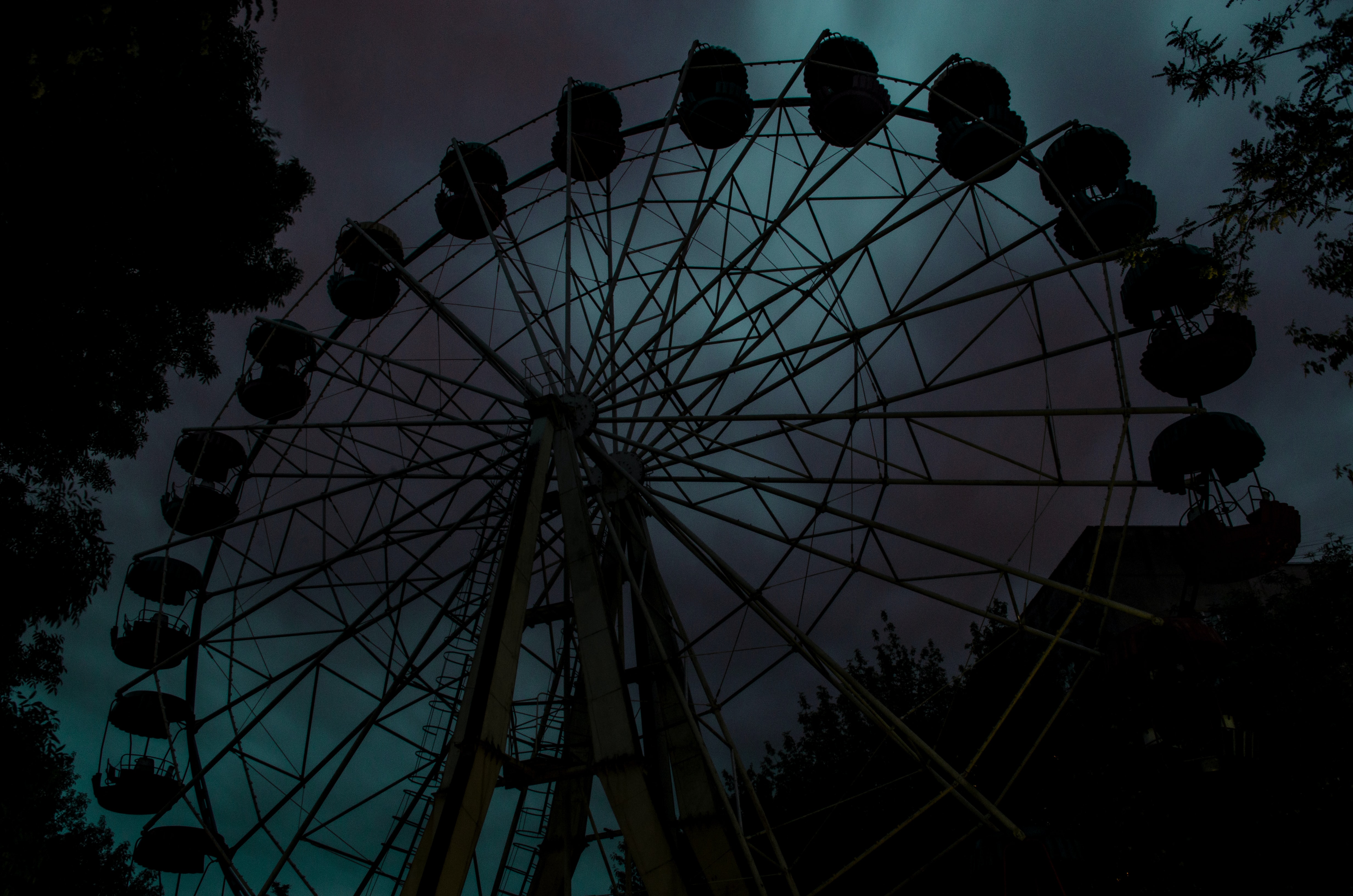 dark, sky, night, ferris wheel, attraction