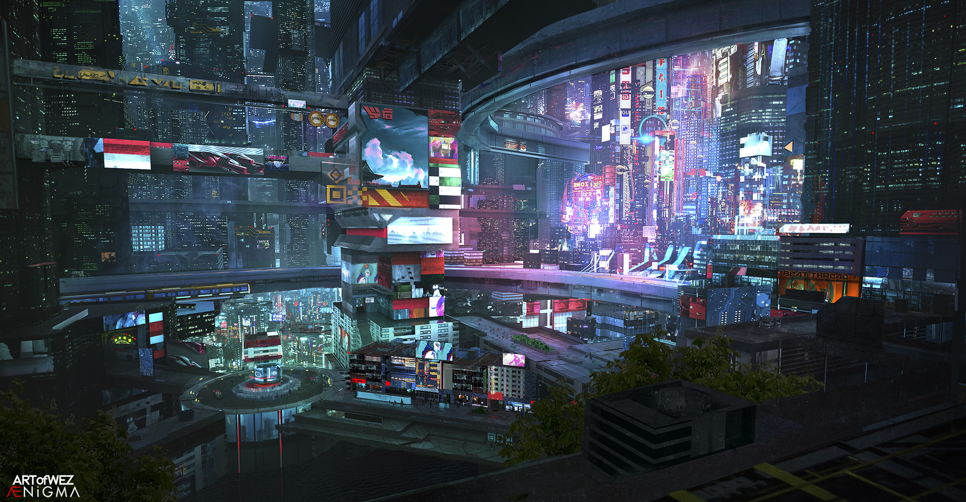 cyberpunk cityscape, sci fi, city