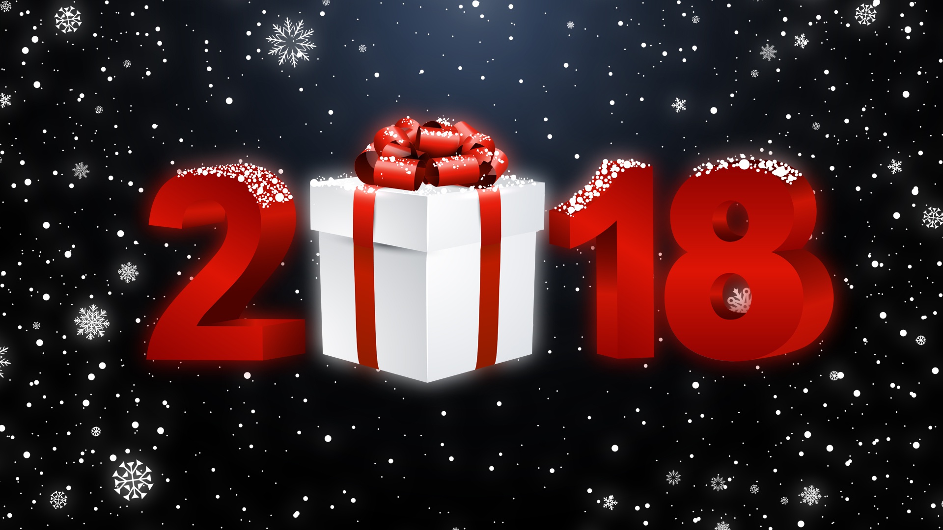 Téléchargez des papiers peints mobile Nouvel An, Vacances, Cadeau, Flocon De Neige, Chute De Neige, Nouvel An 2018 gratuitement.