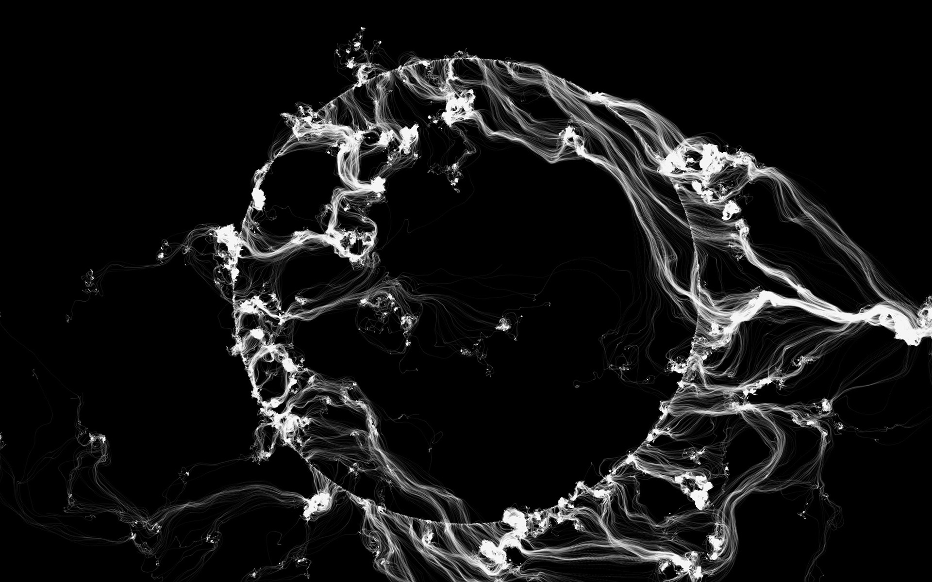 Download mobile wallpaper Abstract, Smoke, Circle, Black & White for free.