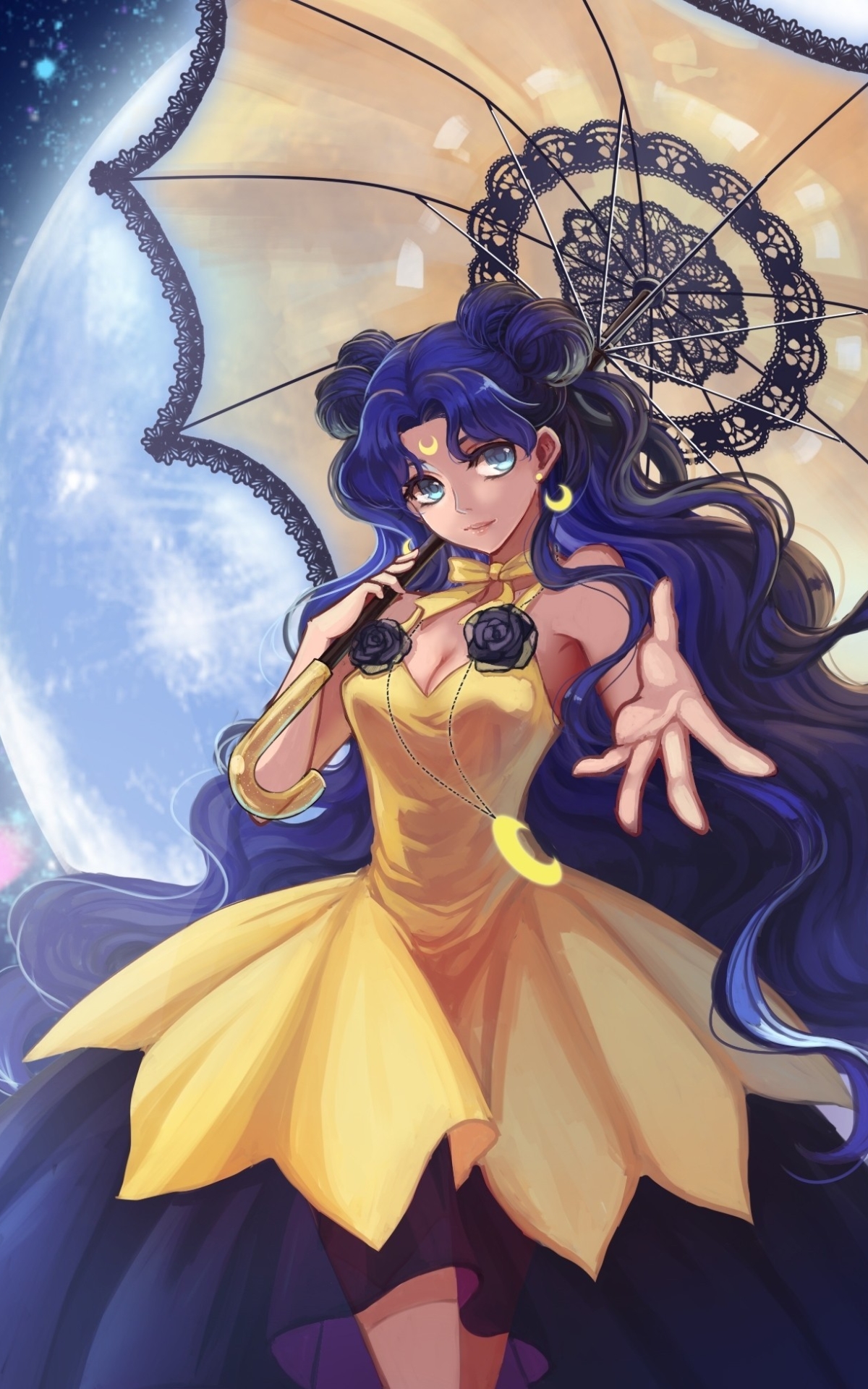 Download mobile wallpaper Anime, Moon, Umbrella, Dress, Sailor Moon for free.