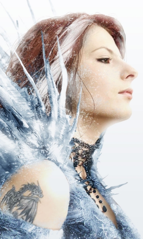 Download mobile wallpaper Fantasy, Ice, Tattoo, Crystal, Women, Necklace, Elemental for free.