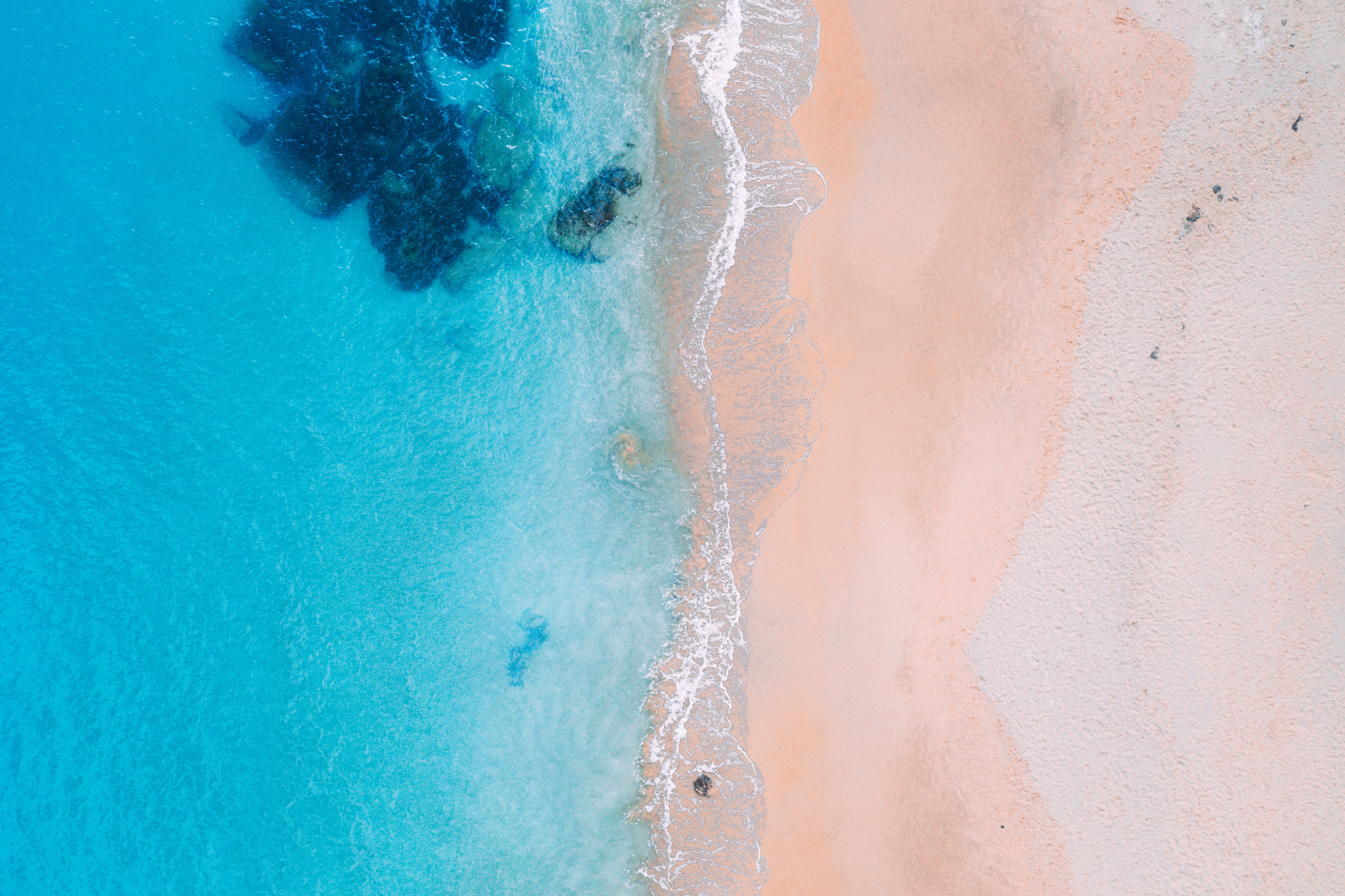 nature, view from above, shore, bank, ocean, foam, surf Desktop Wallpaper
