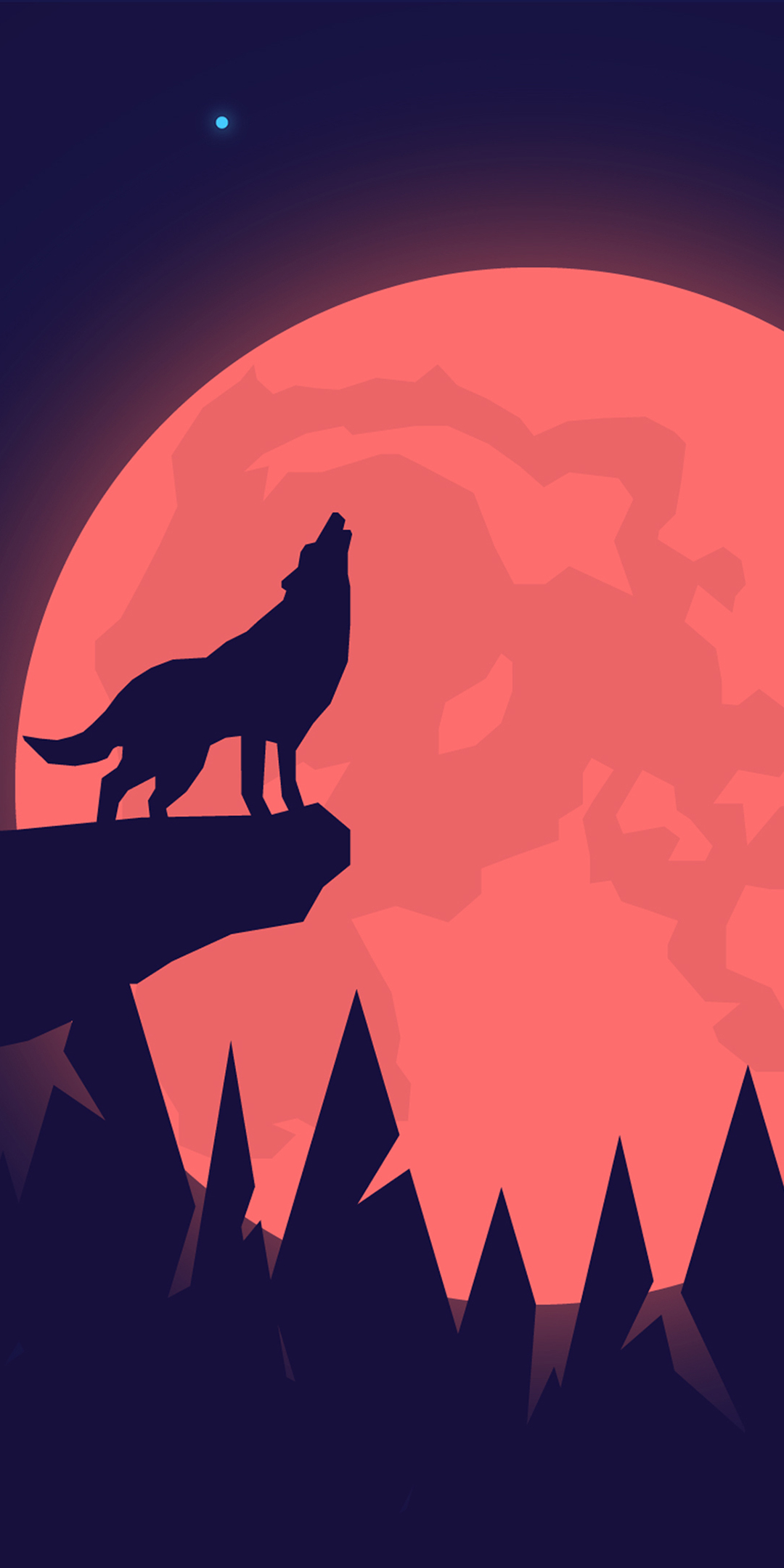 Download mobile wallpaper Night, Silhouette, Wolf, Animal, Artistic, Full Moon for free.