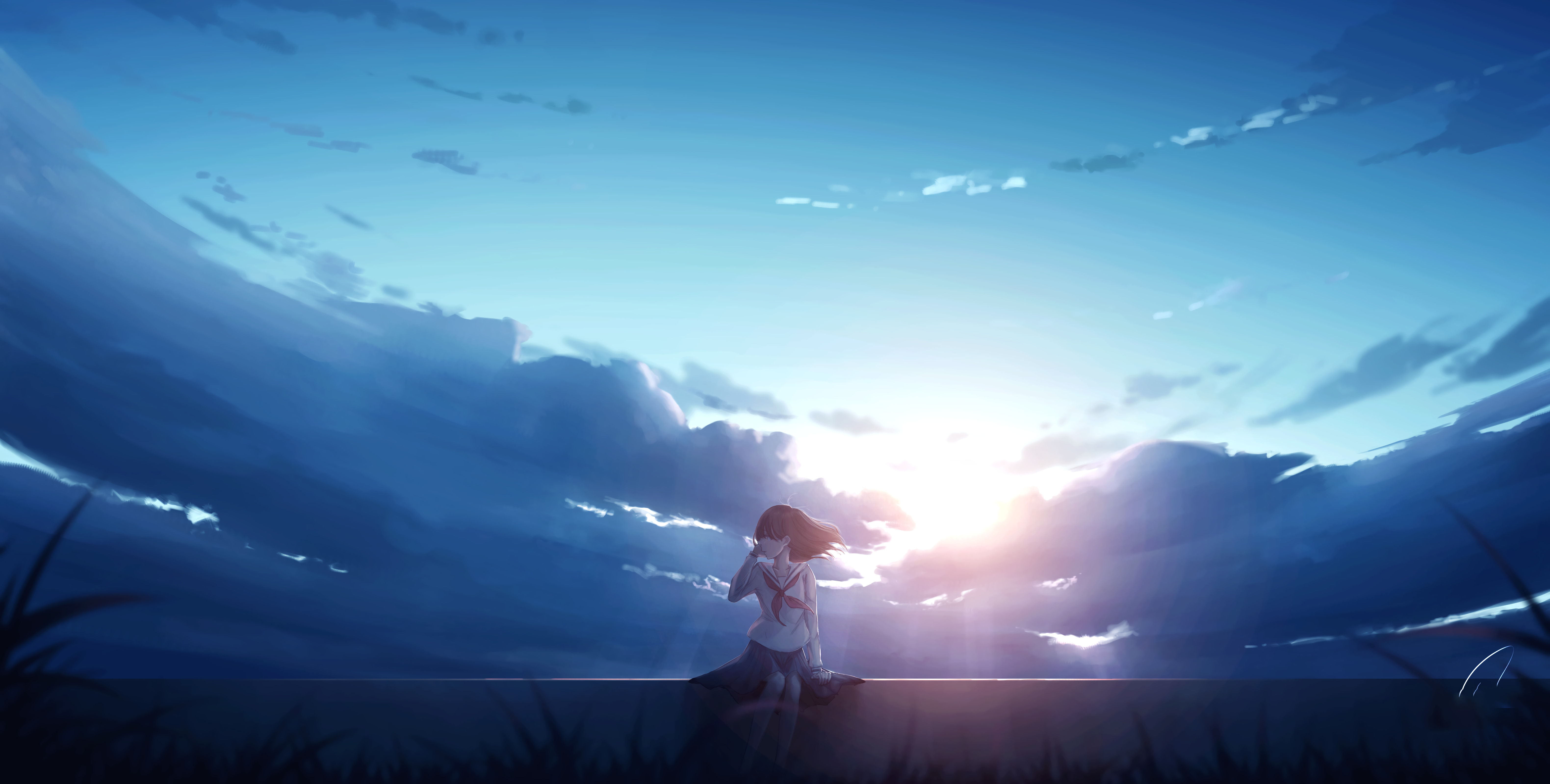 Free download wallpaper Anime, Sky, Original on your PC desktop