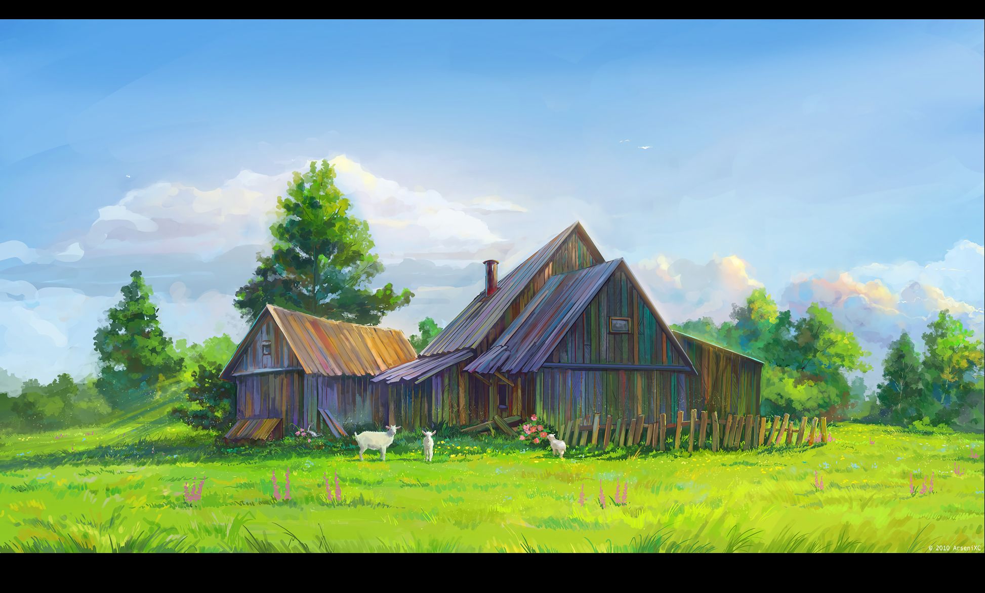Free download wallpaper Anime, Building, Barn on your PC desktop