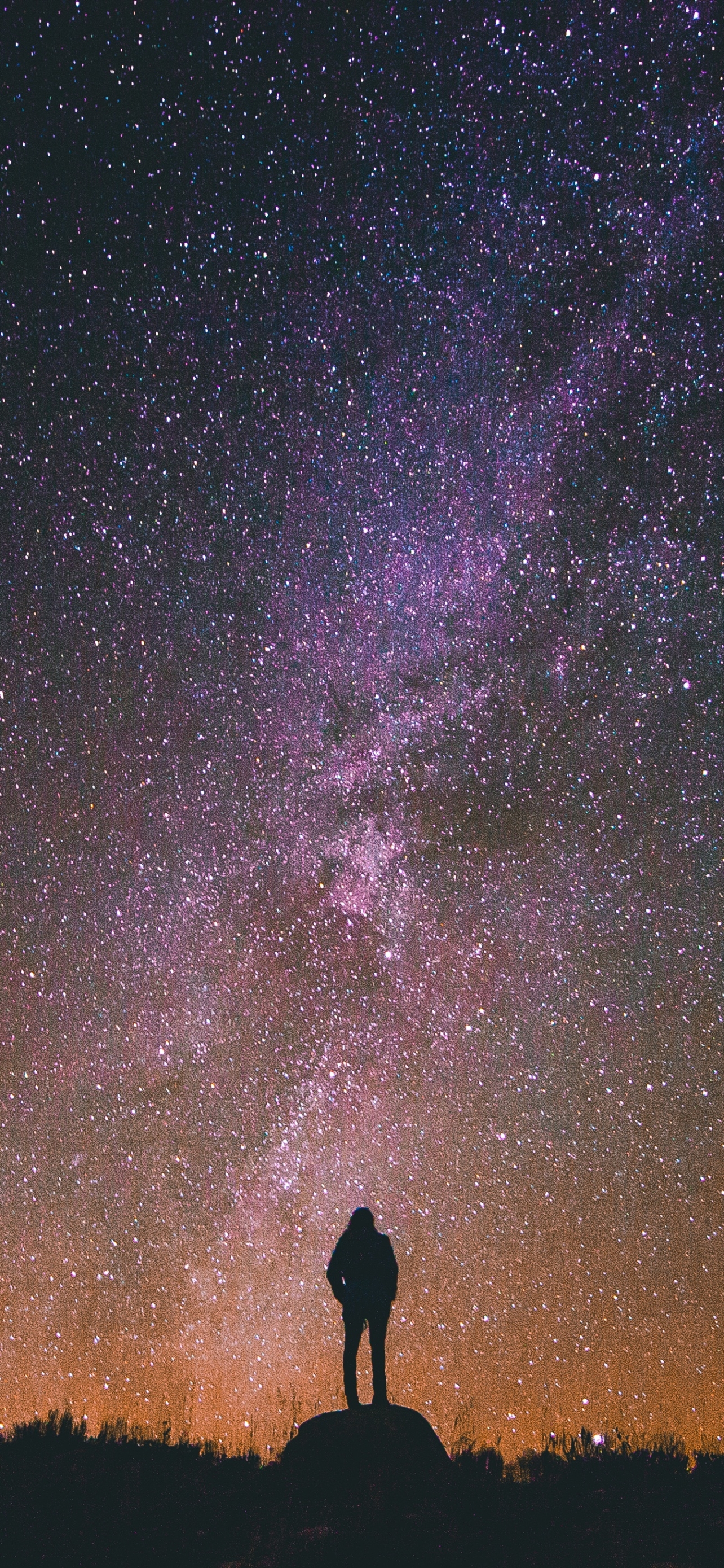 Download mobile wallpaper Sky, Stars, Silhouette, Starry Sky, Earth for free.