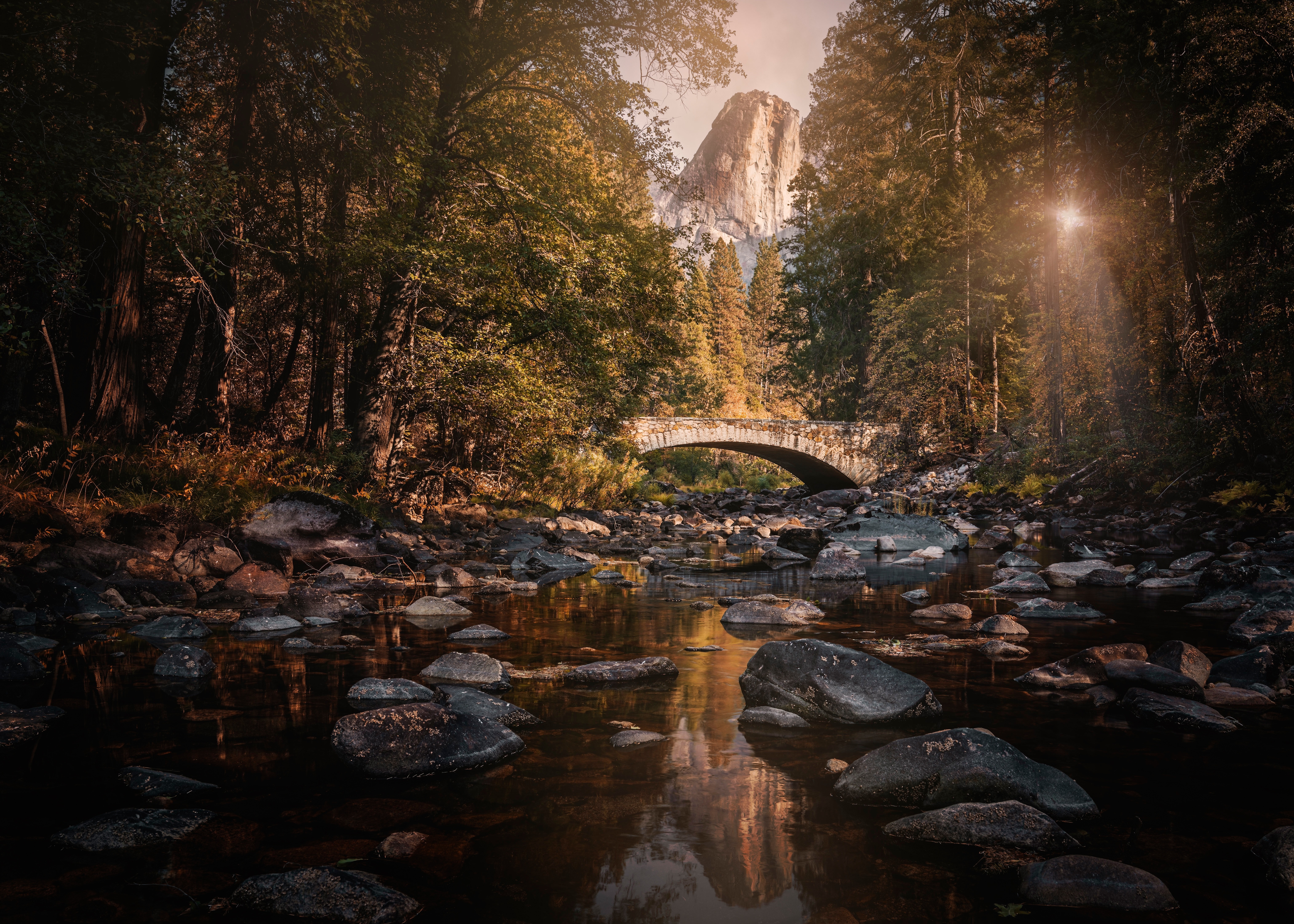 Téléchargez des papiers peints mobile Pont, Etats Unis, Parc National, Parc National De Yosemite, Terre/nature, Rivière gratuitement.