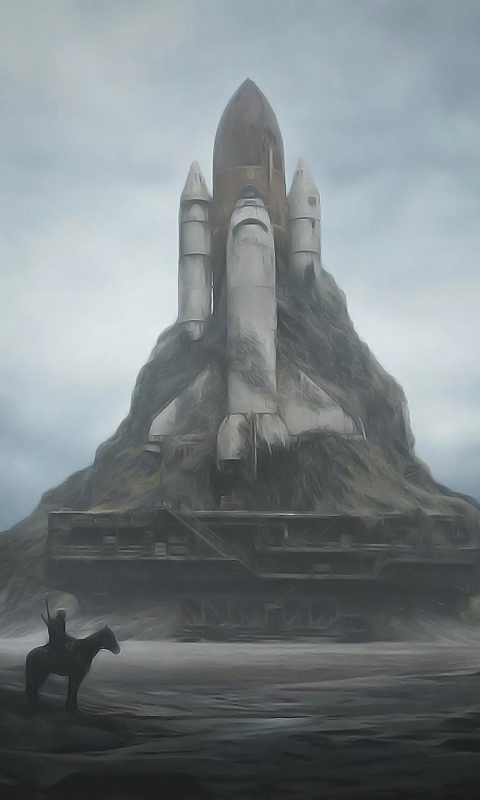 Download mobile wallpaper Landscape, Sci Fi, Post Apocalyptic, Space Shuttle for free.