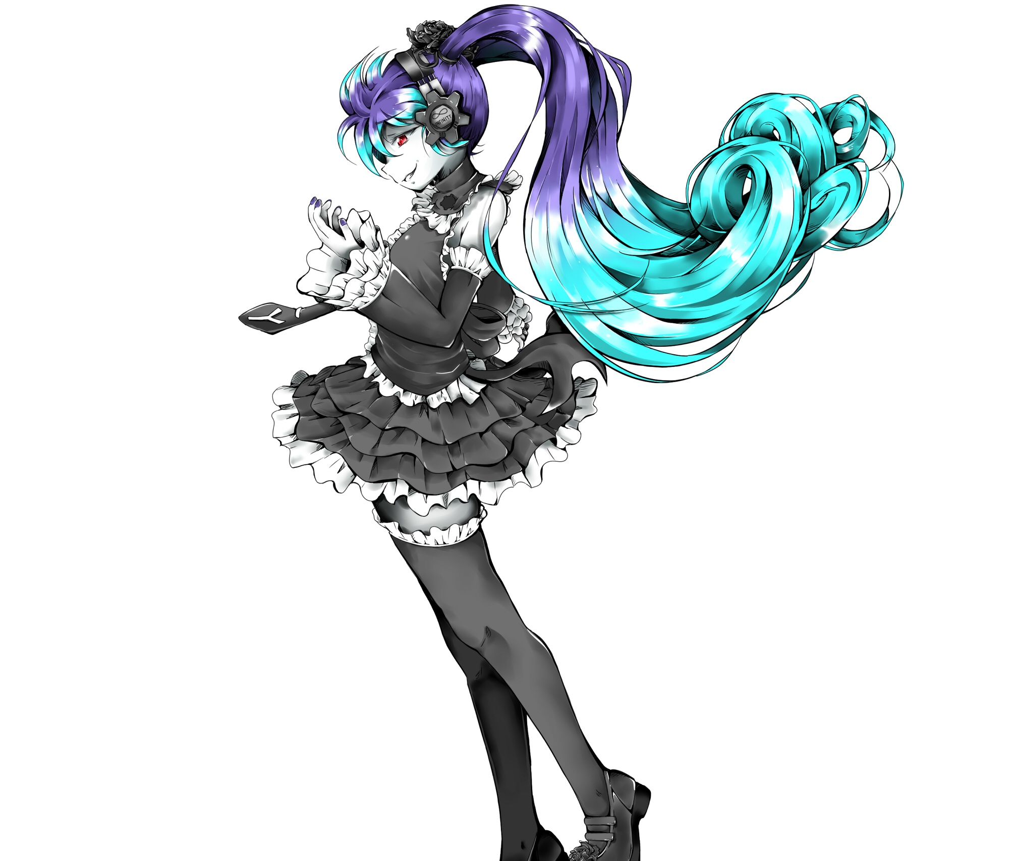 Laden Sie das Vocaloid, Blaue Haare, Lila Haare, Rote Augen, Hatsune Miku, Animes-Bild kostenlos auf Ihren PC-Desktop herunter