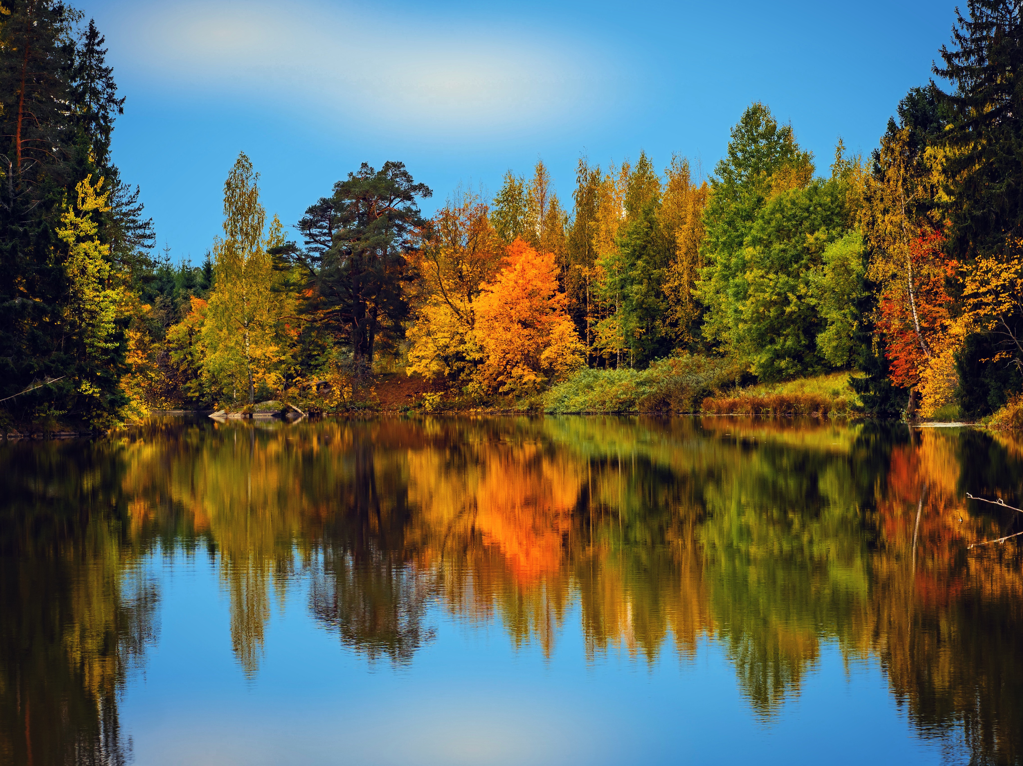 finland, earth, reflection, fall, lake, nature