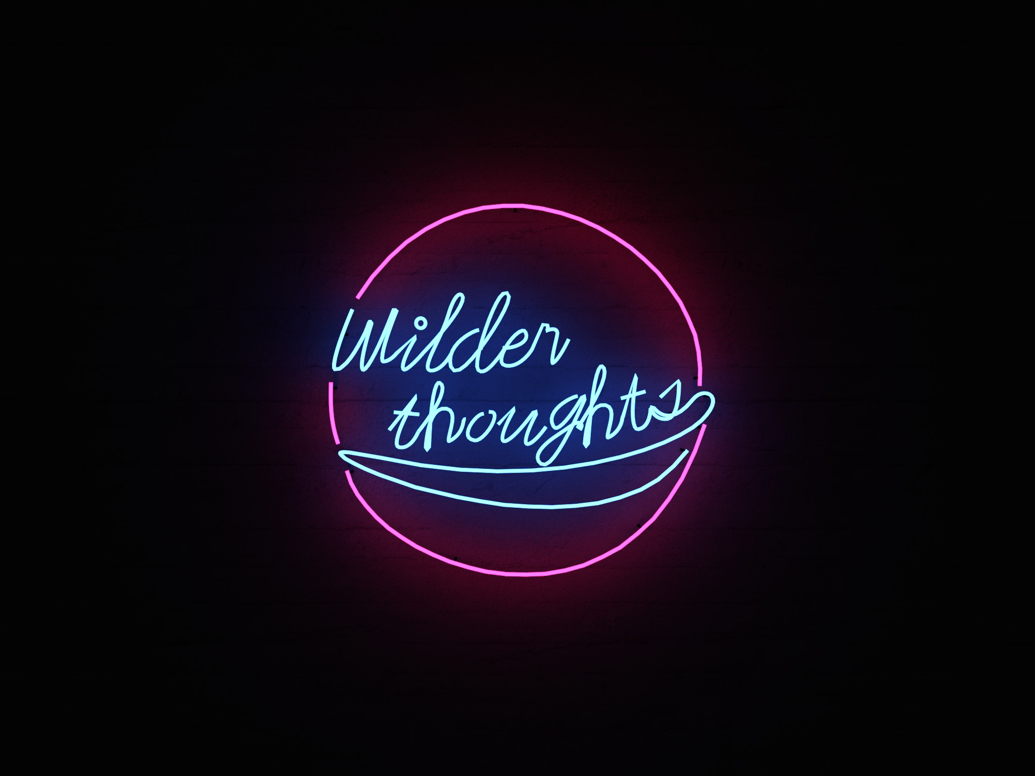 words, neon, shine, light, inscription, thoughts