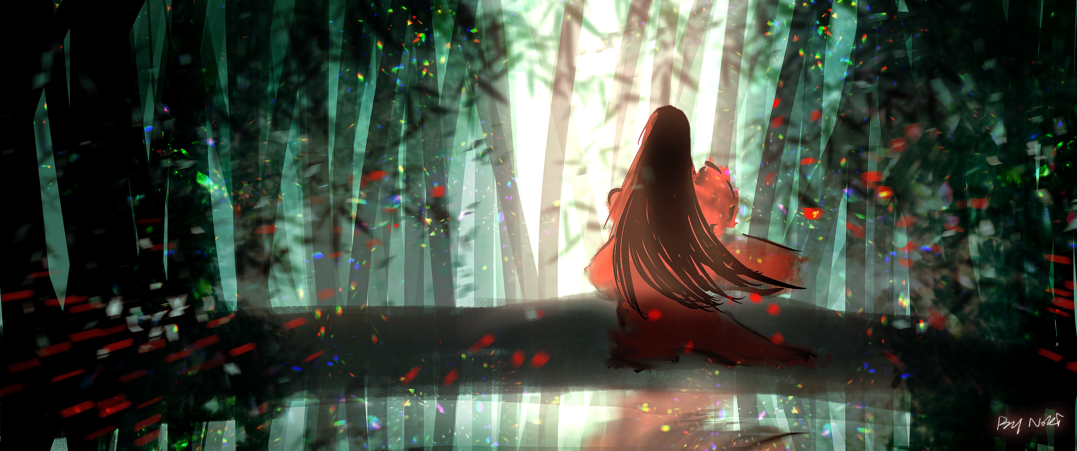 Download mobile wallpaper Anime, Girl, Bamboo for free.
