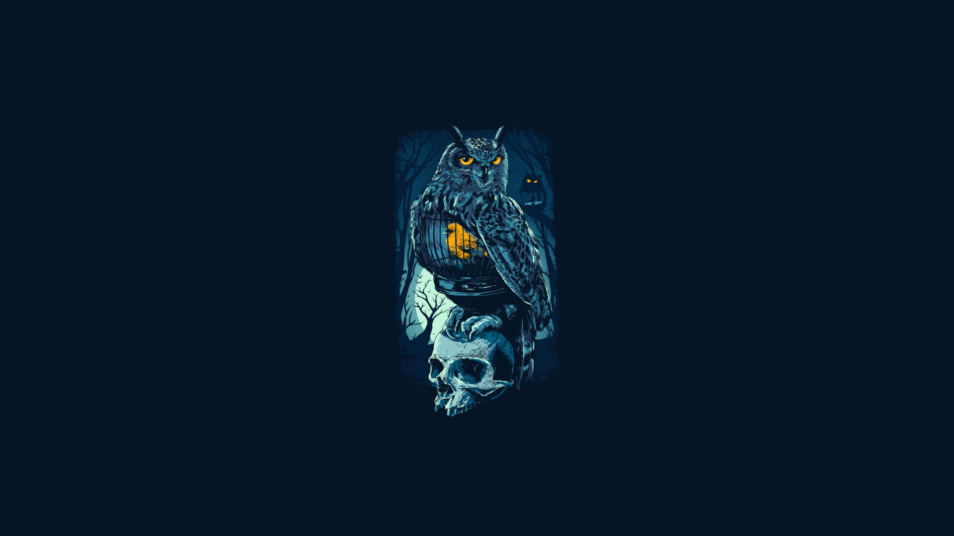 Download mobile wallpaper Owl, Dark, Creepy for free.
