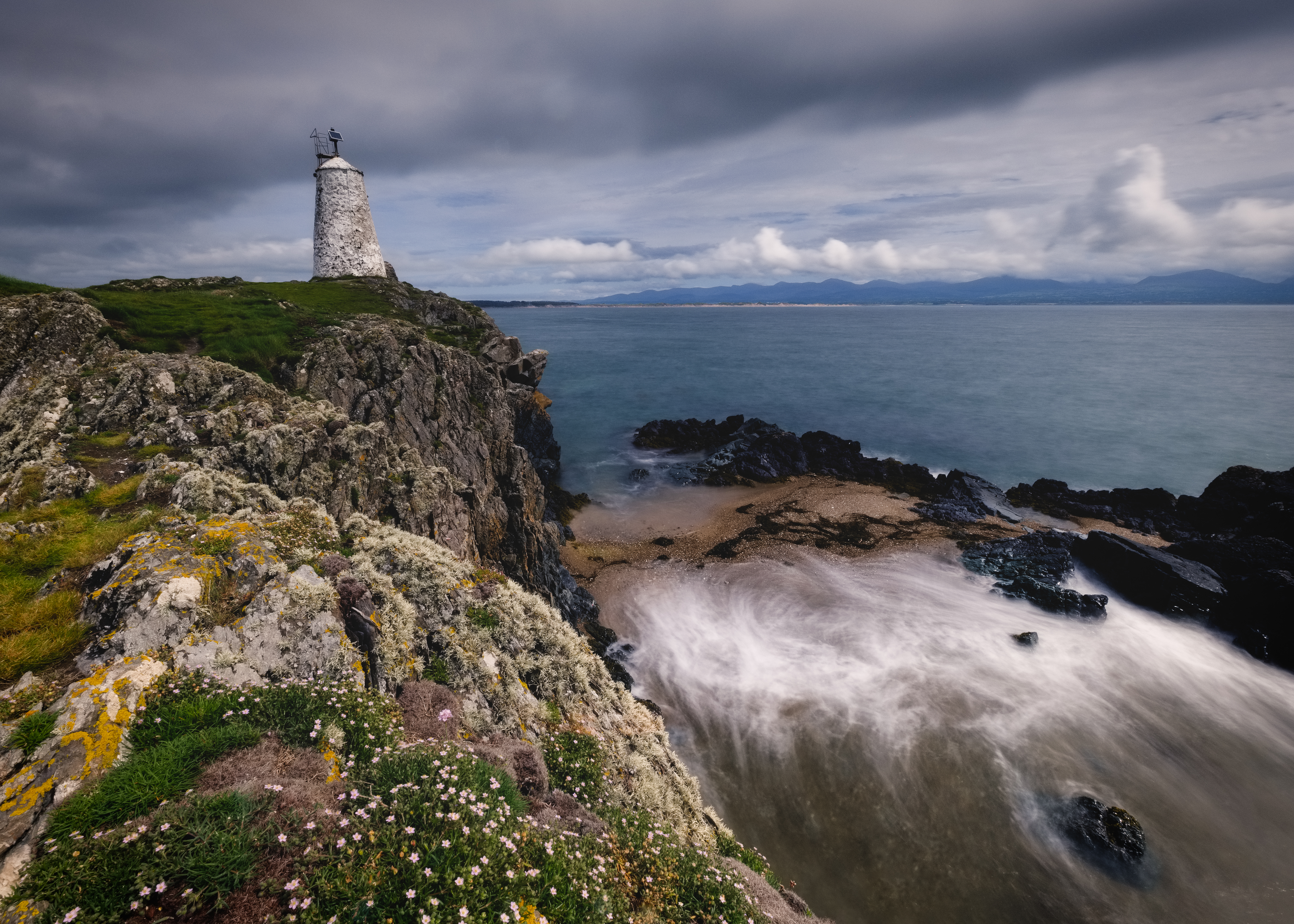 sea, nature, rock, shore, bank, cliff, lighthouse