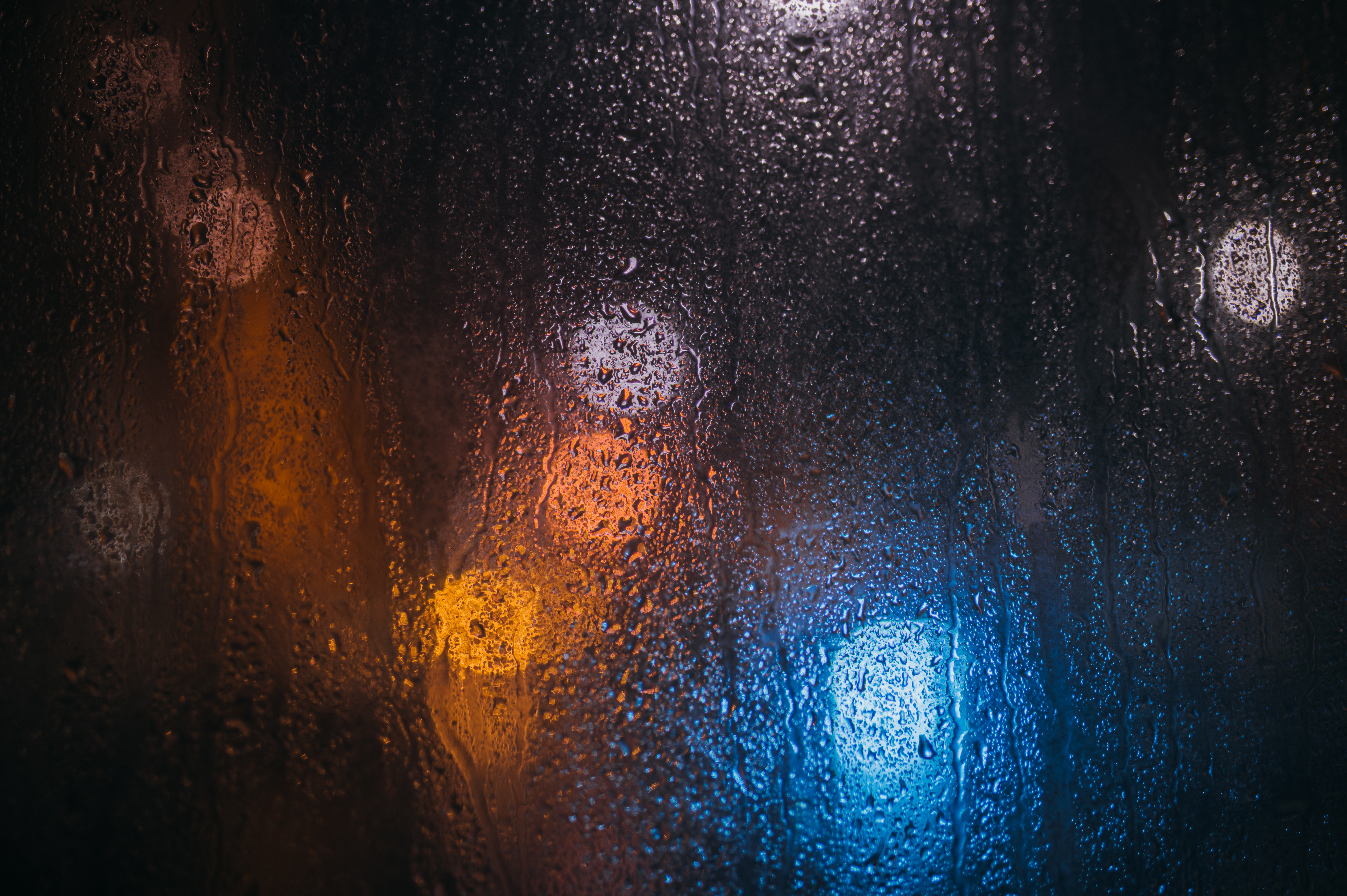 Download mobile wallpaper Lights, Macro, Drops, Glass, Blur, Rain for free.