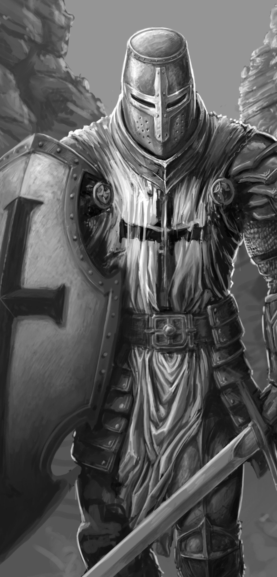Download mobile wallpaper Fantasy, Shield, Warrior, Knight, Sword for free.