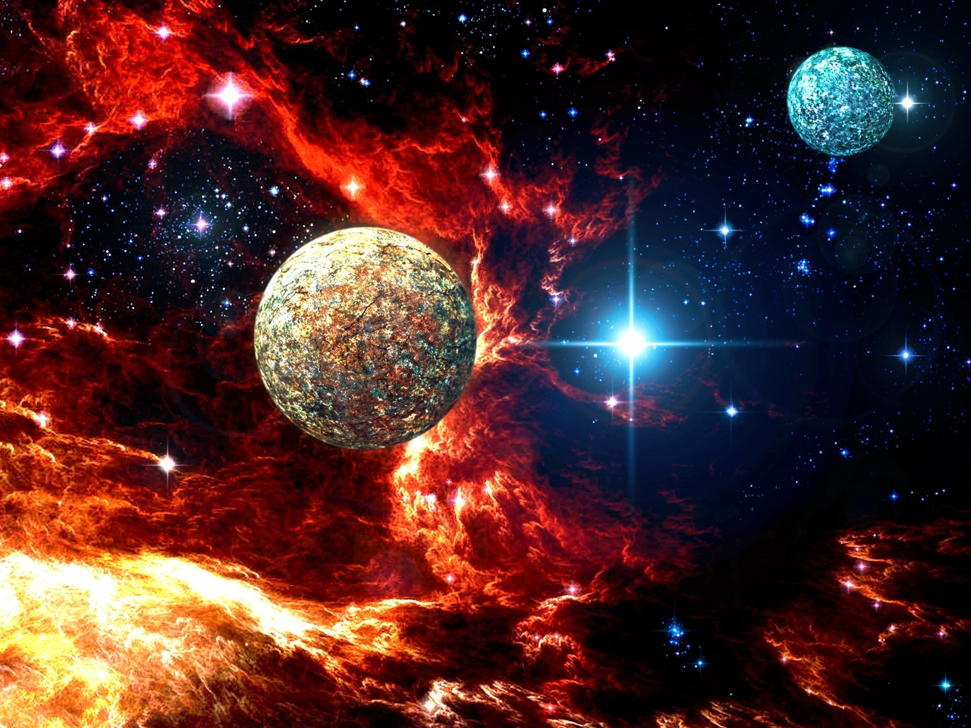 Baixe gratuitamente a imagem Estrelas, Nebulosa, Espaço, Planeta, Colorido, Ficção Científica na área de trabalho do seu PC