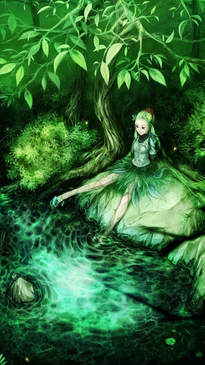 anime, druid, forest, elf
