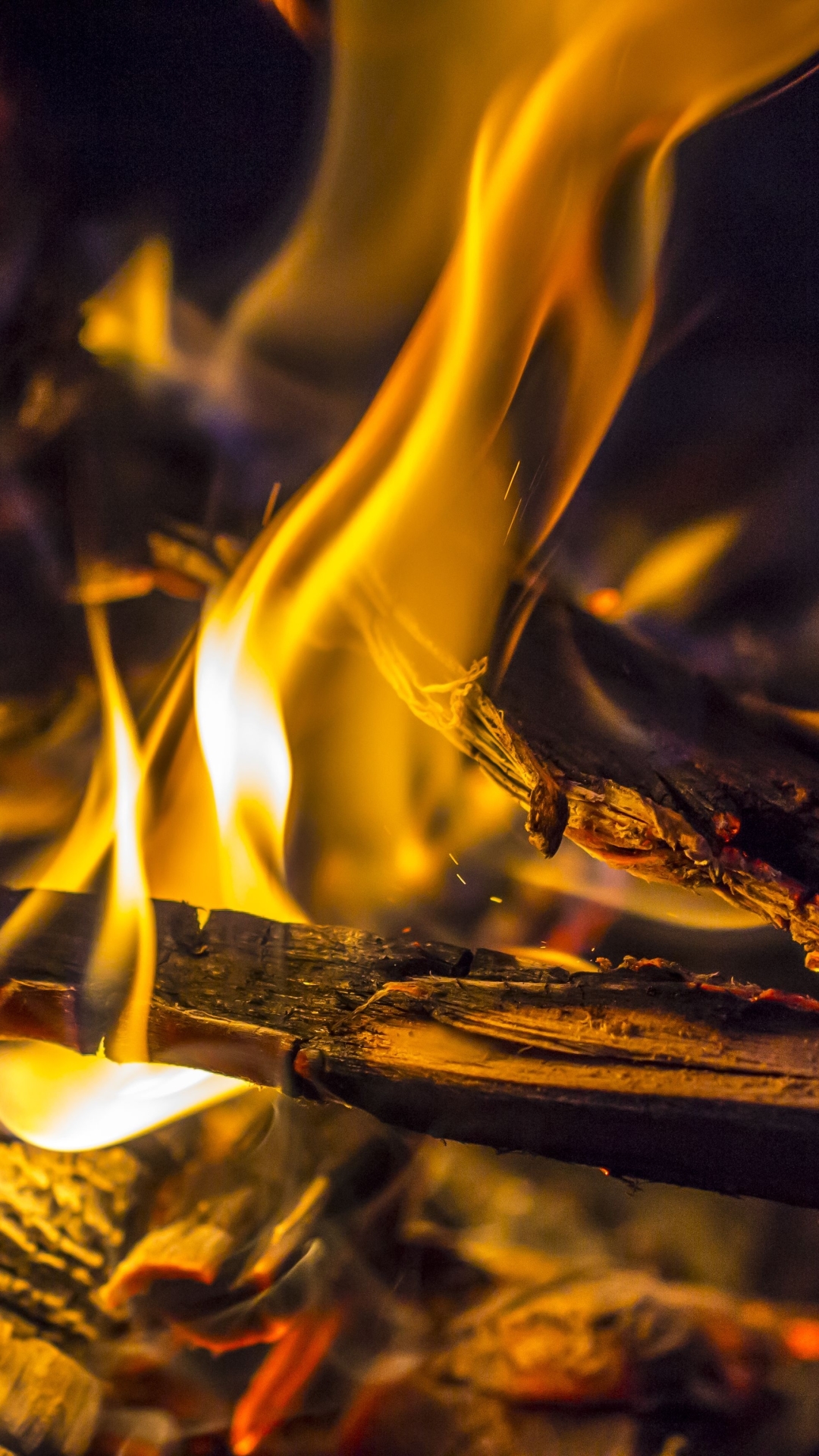 Download mobile wallpaper Fire, Flame, Wood, Photography for free.