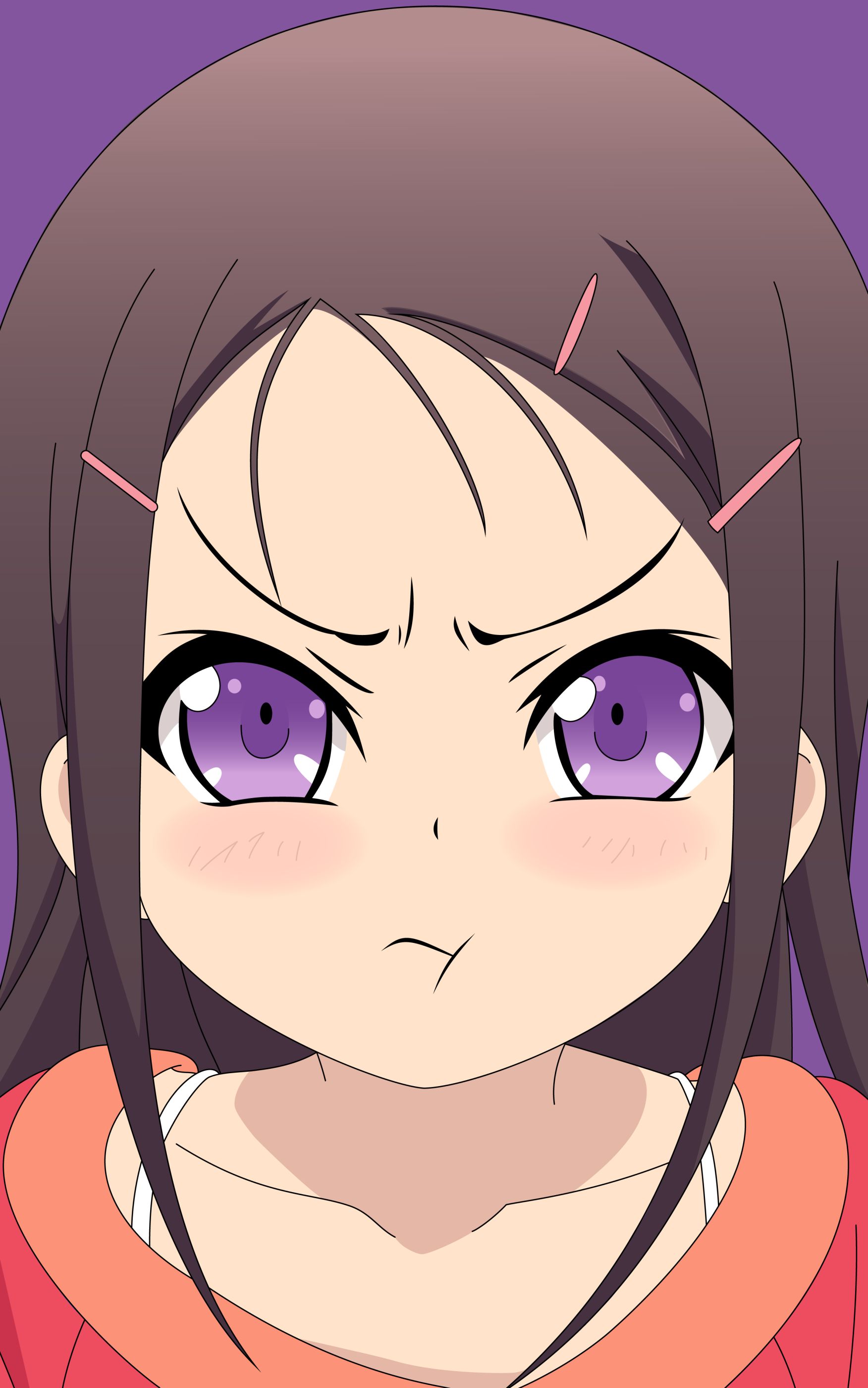HD wallpaper anime, charlotte, purple eyes, ayumi otosaka, brown hair