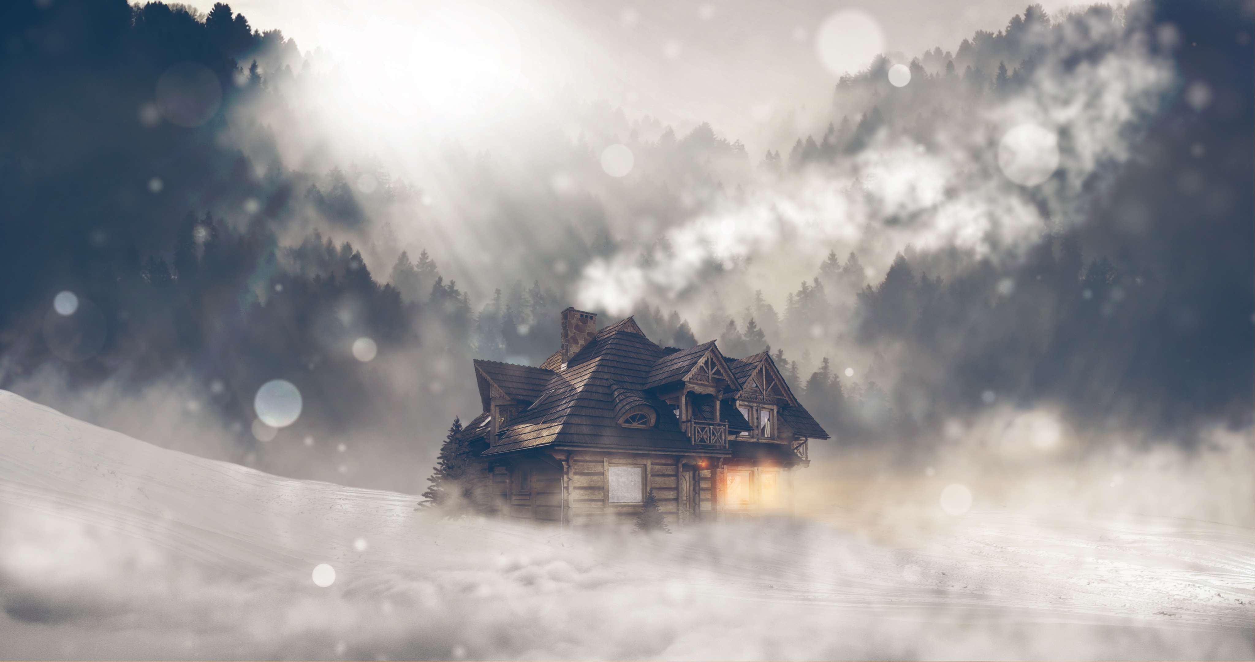 glare, structure, art, house, photoshop, snowstorm 1080p