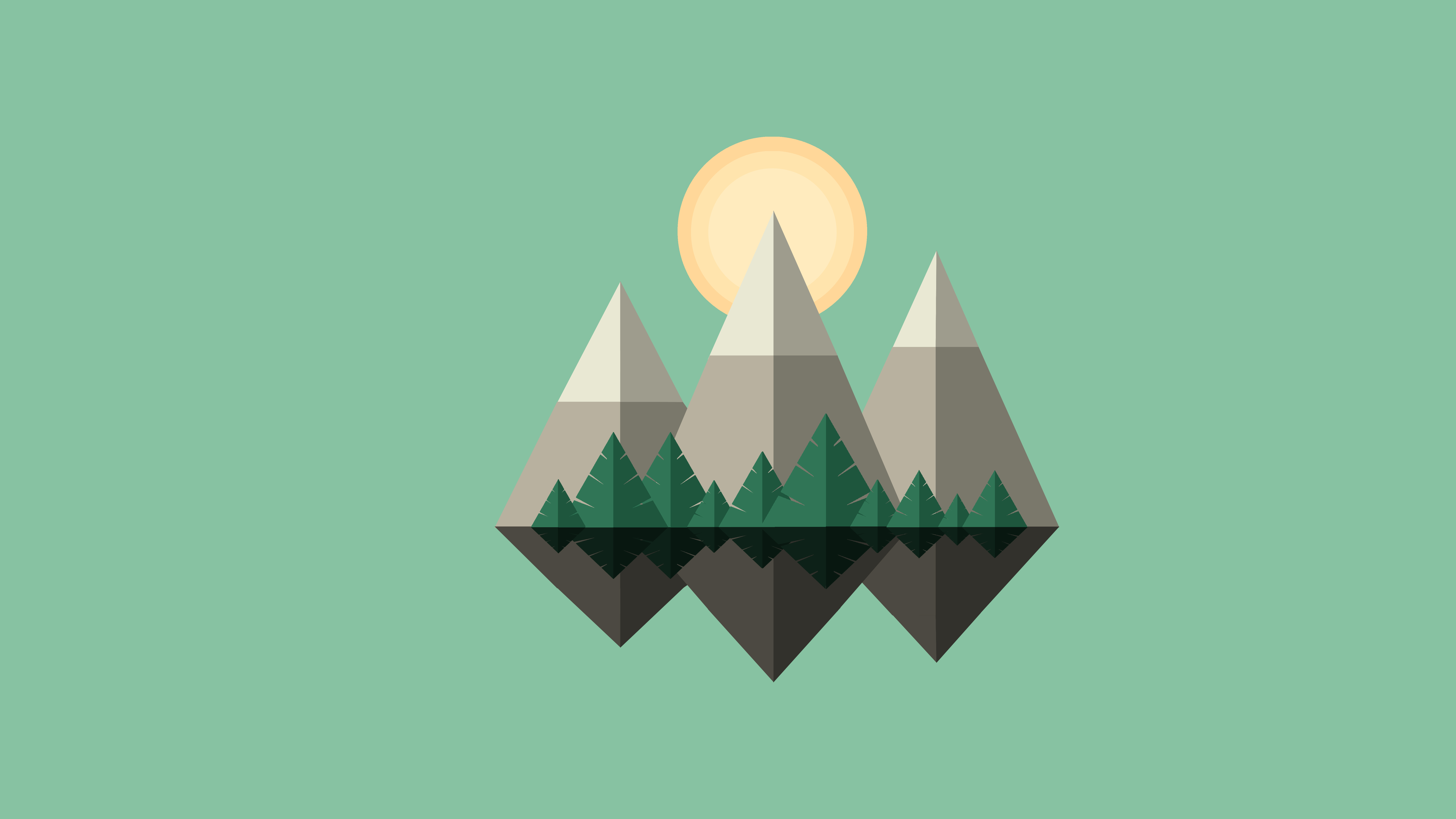 Laden Sie das Baum, Minimalismus, Gebirge, Sonne, Künstlerisch-Bild kostenlos auf Ihren PC-Desktop herunter