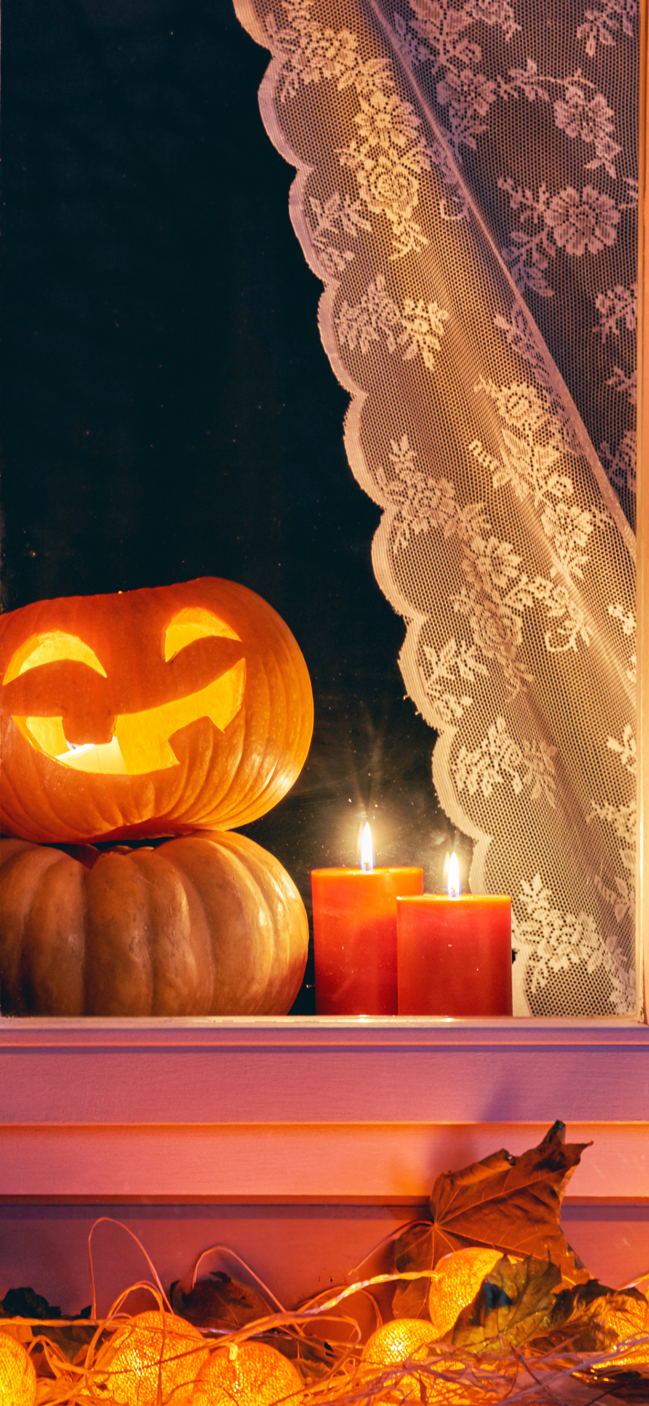 Download mobile wallpaper Halloween, Pumpkin, Holiday, Candle, Jack O' Lantern for free.