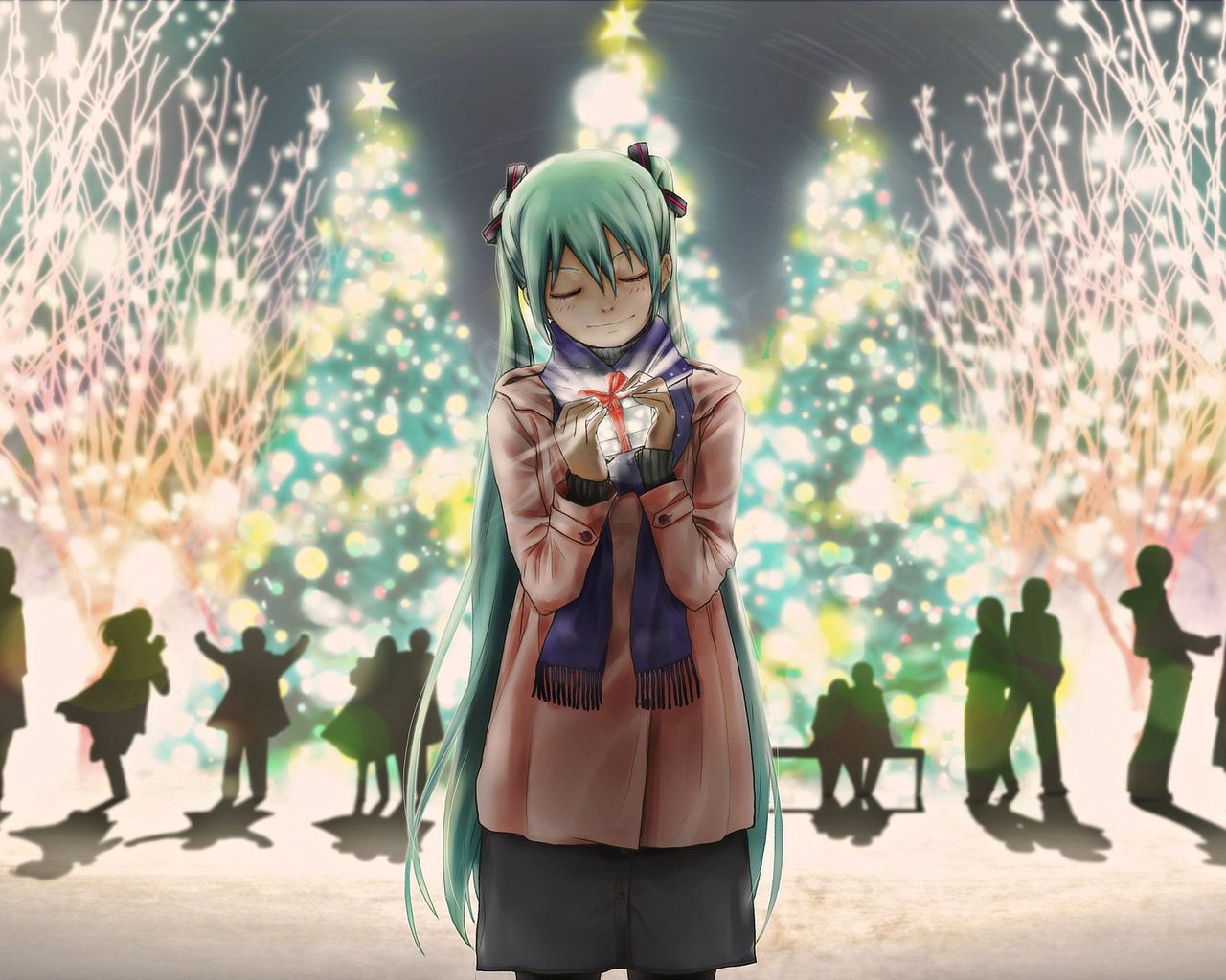 vertical wallpaper new year, anime, holiday, vocaloid, miku