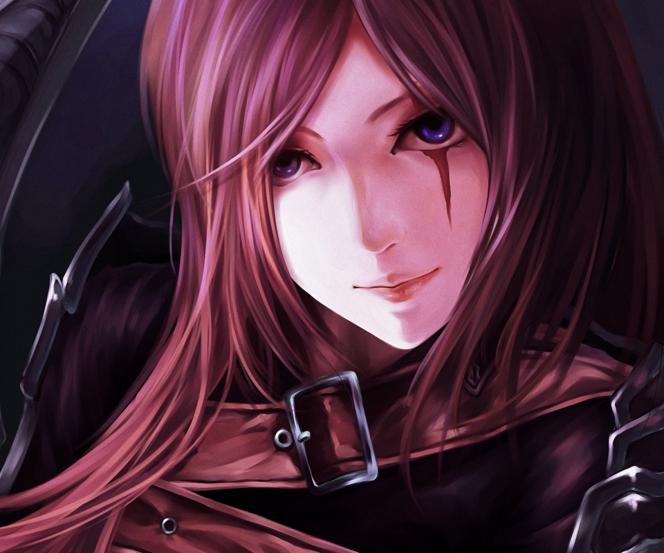 Download mobile wallpaper Weapon, League Of Legends, Blue Eyes, Video Game, Katarina (League Of Legends) for free.