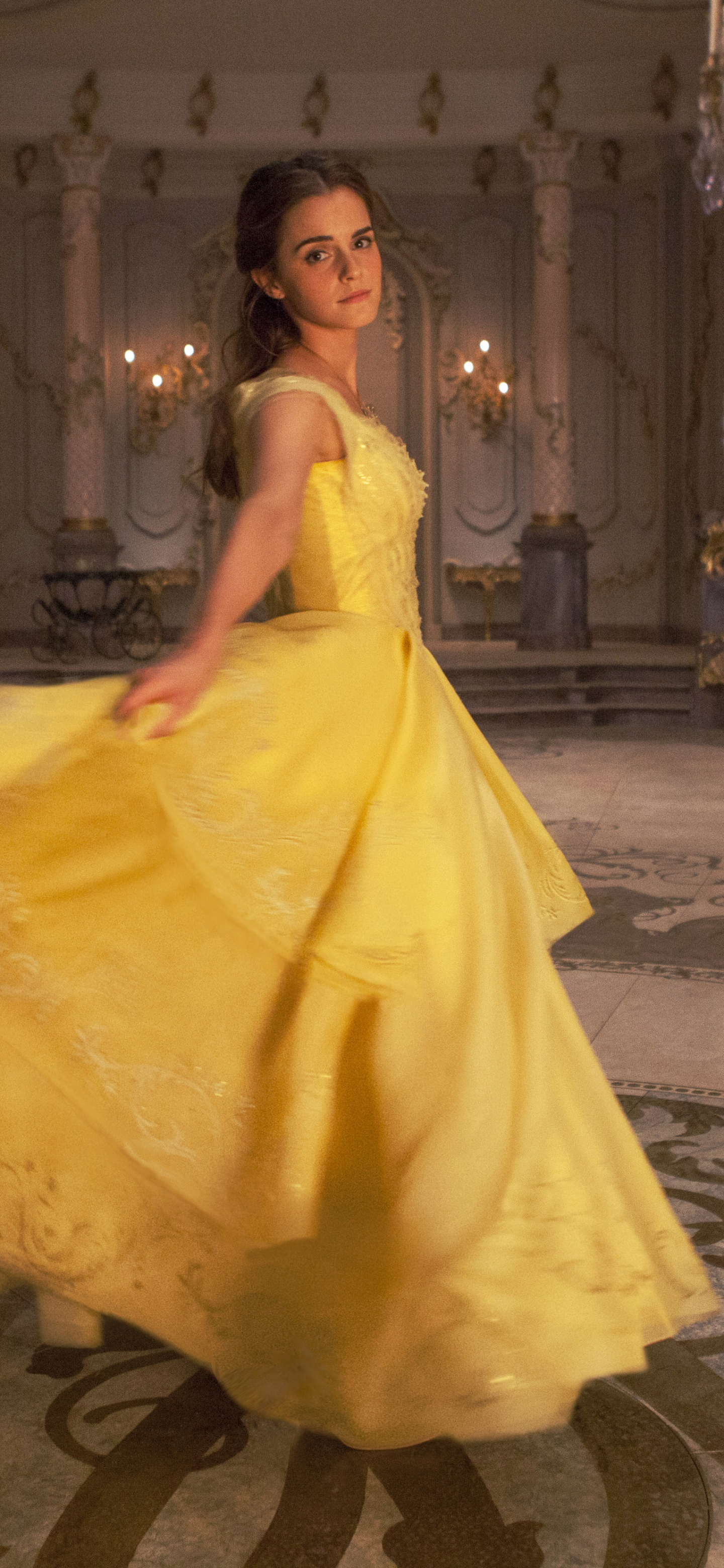 Download mobile wallpaper Emma Watson, Yellow Dress, Movie, Belle (Beauty And The Beast), Beauty And The Beast (2017) for free.
