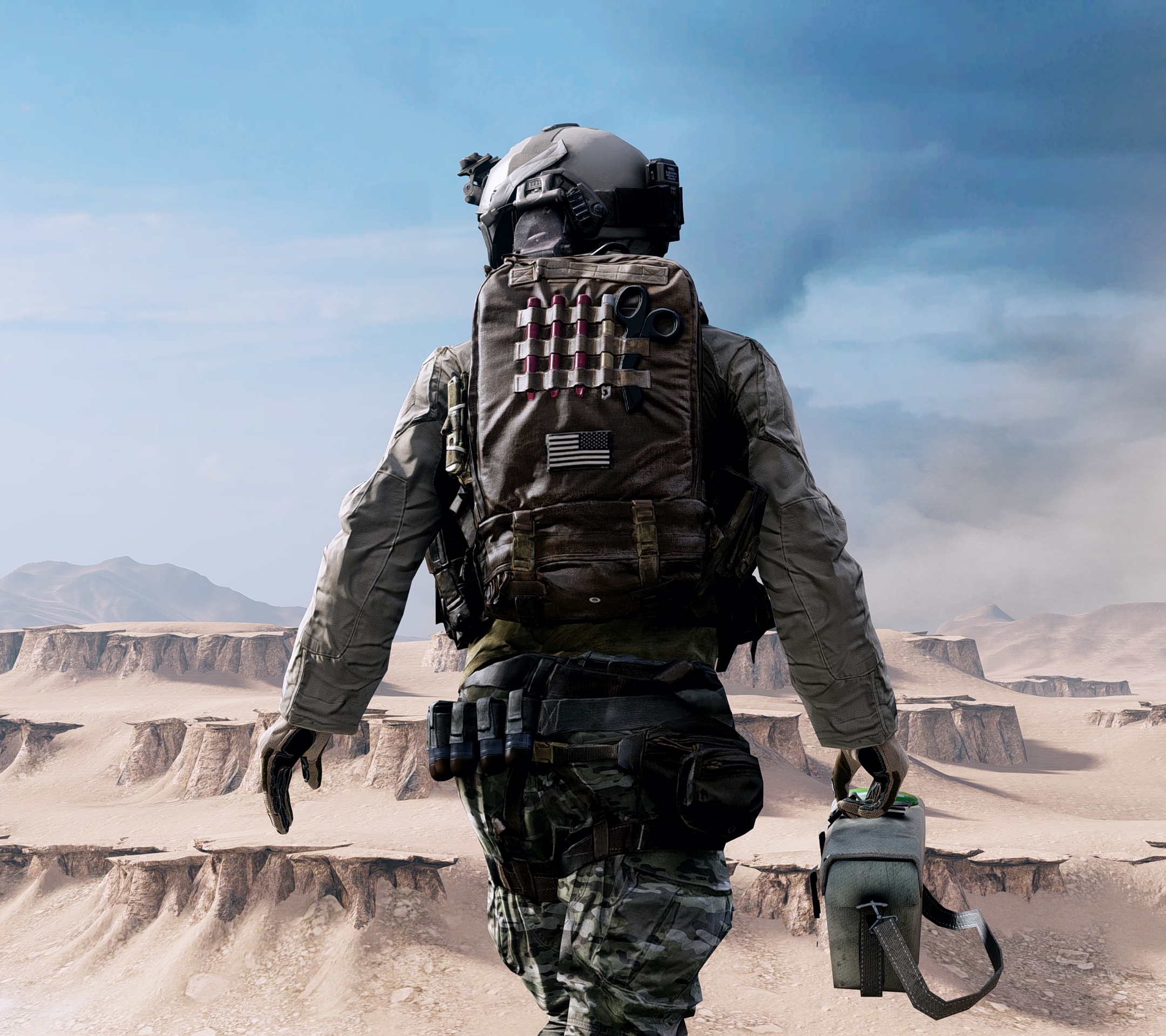 Скачать обои бесплатно Пустыня, Солдаты, Солдат, Видеоигры, Поле Битвы, Battlefield 4 картинка на рабочий стол ПК