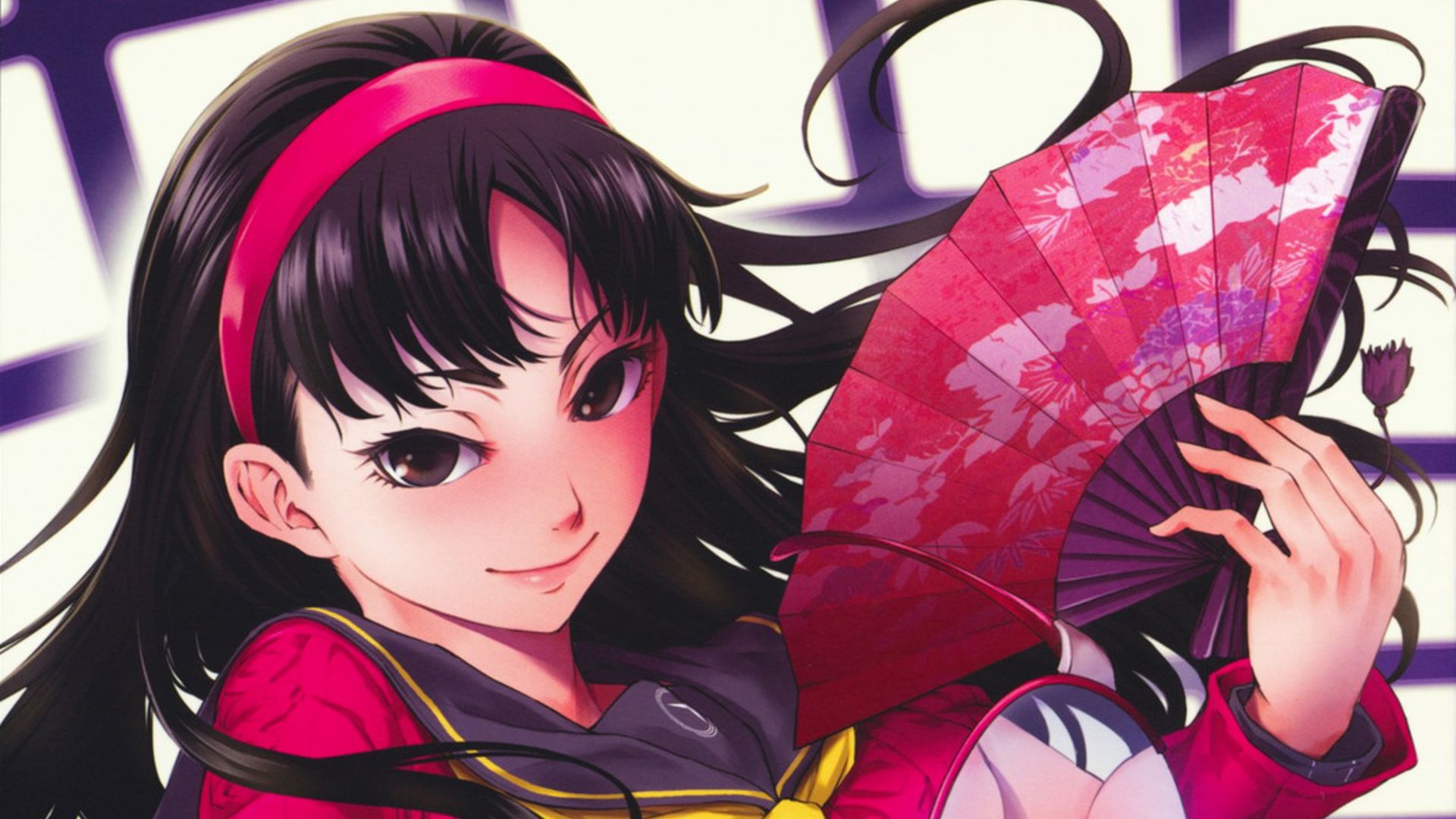 Download mobile wallpaper Persona 4, Yukiko Amagi, Fan, Persona, School Uniform, Long Hair, Video Game, Black Hair for free.