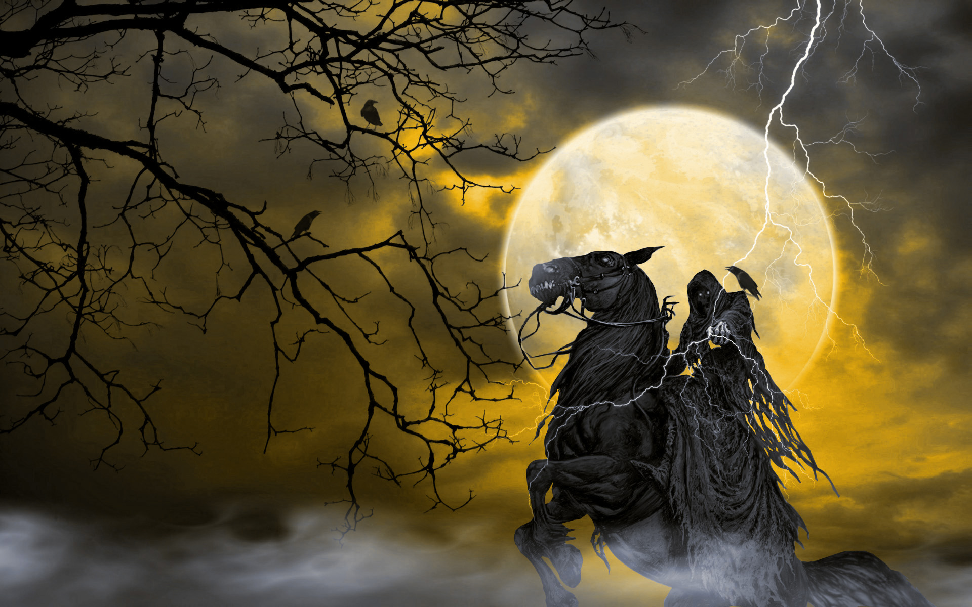 Download mobile wallpaper Moon, Dark, Horse, Other for free.