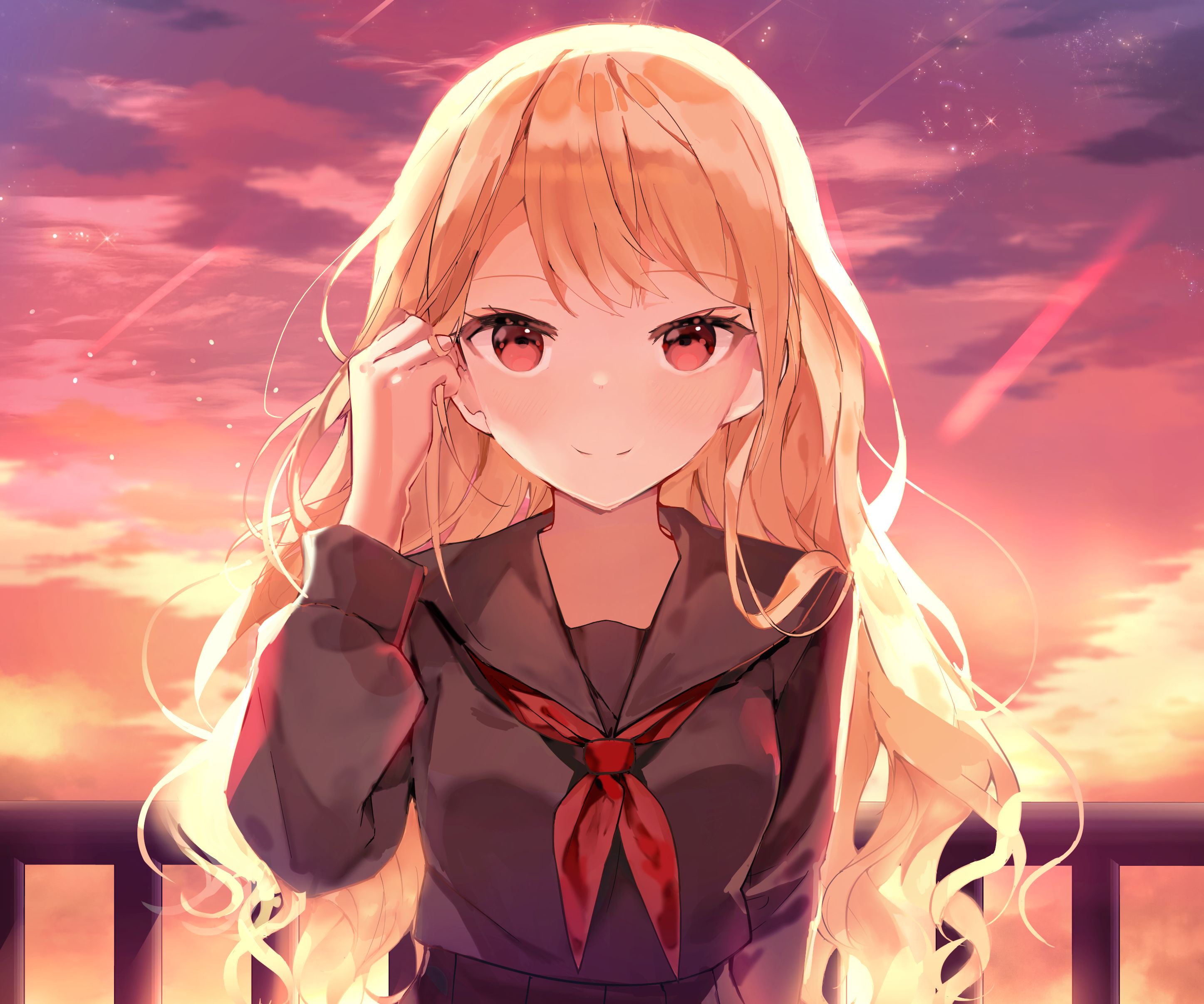 Download mobile wallpaper Anime, Girl, Blonde, School Uniform for free.
