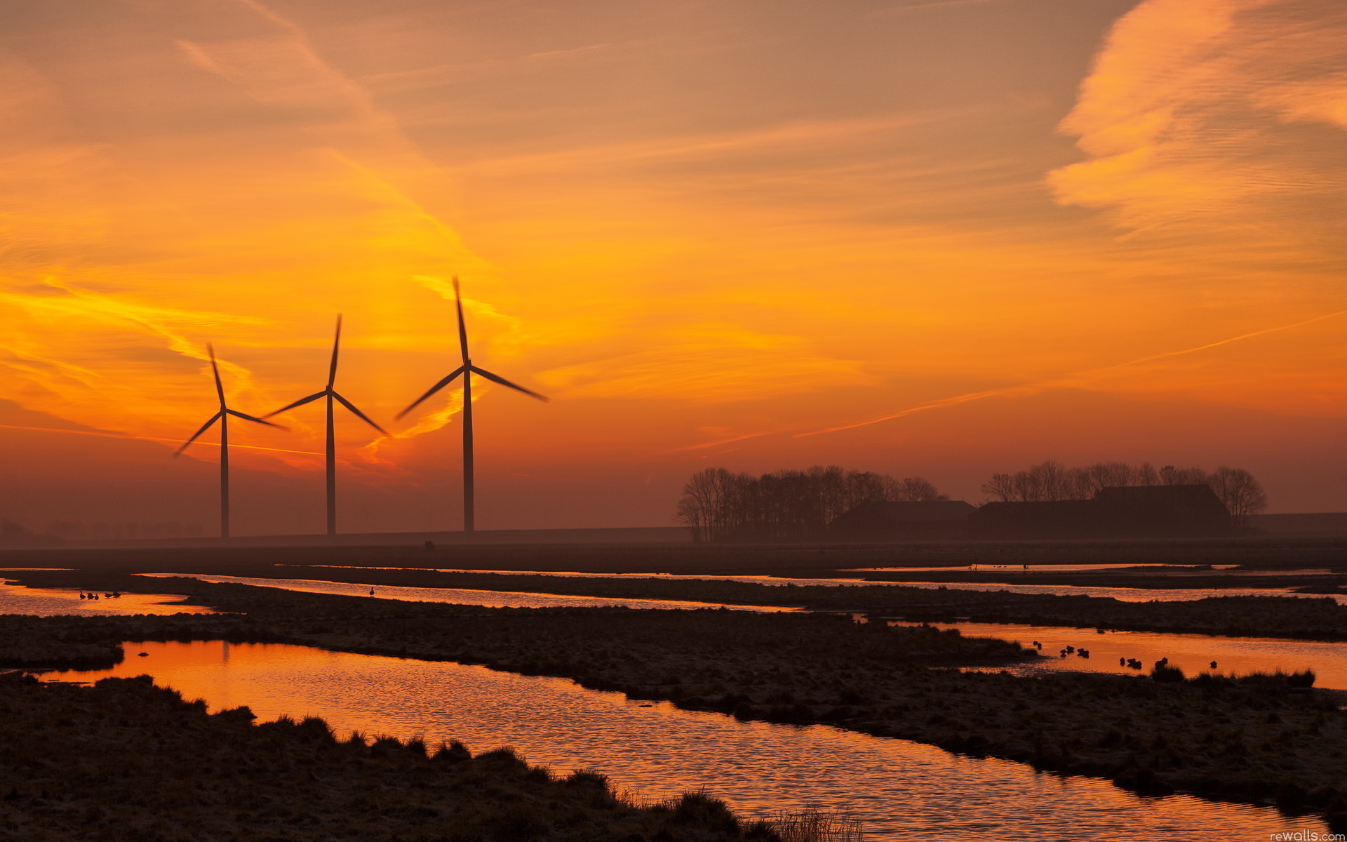 earth, sunset, wind turbine