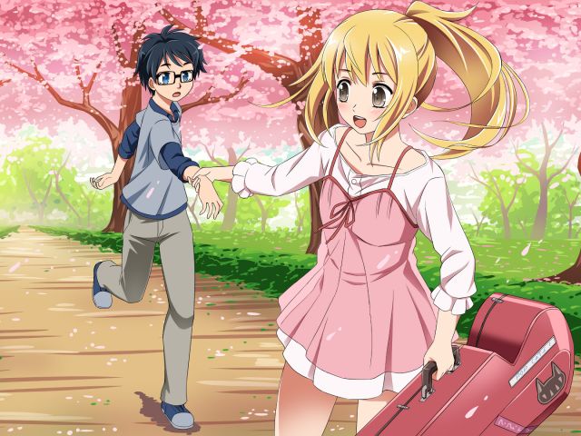 Descarga gratuita de fondo de pantalla para móvil de Animado, Kousei Arima, Kaori Miyazono, Tu Mentira En Abril.