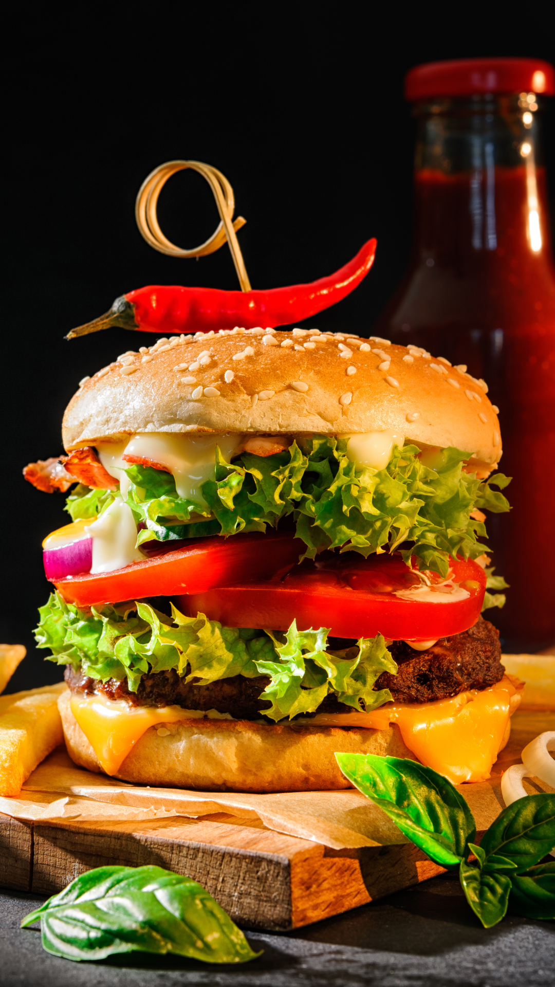 Download mobile wallpaper Food, Still Life, Burger, French Fries for free.