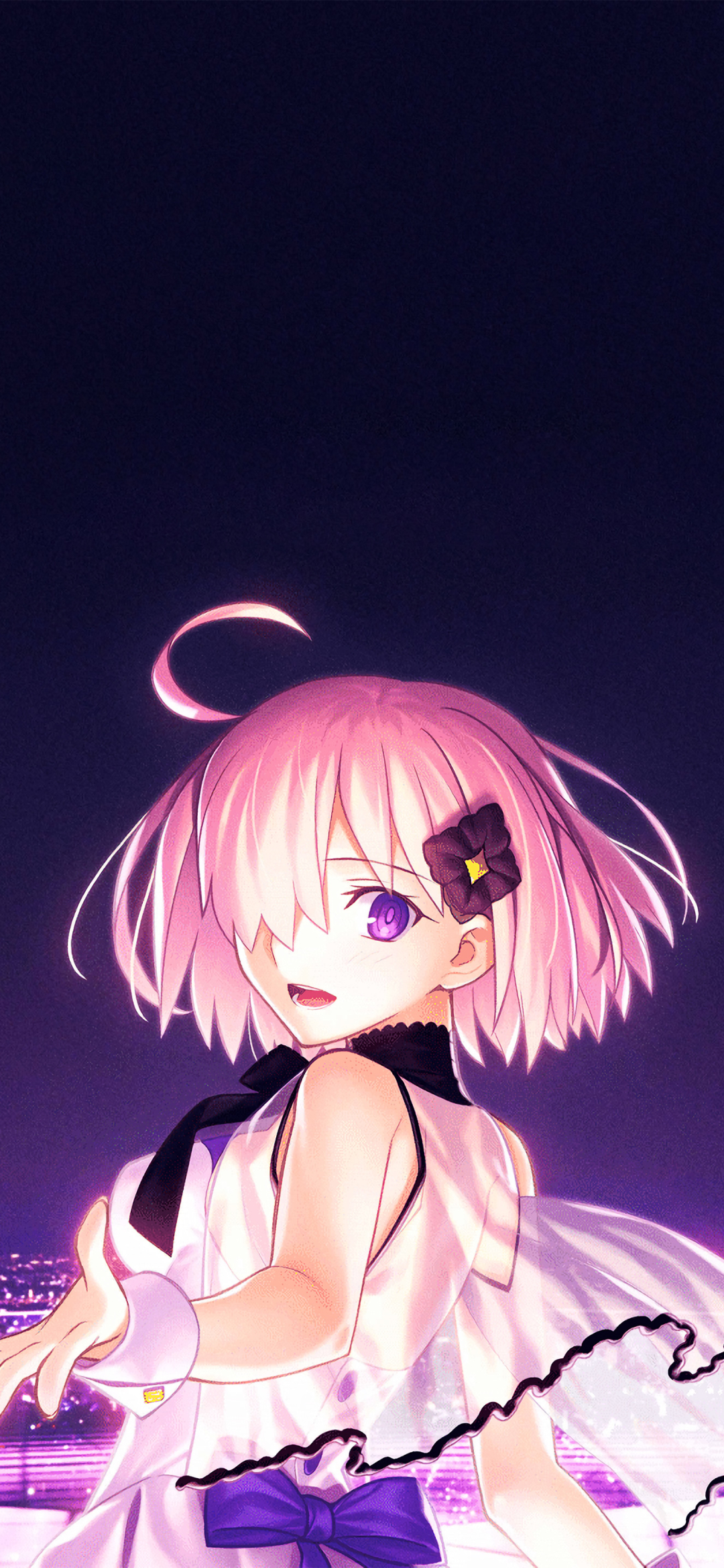Download mobile wallpaper Anime, Night, Pink Hair, Short Hair, Purple Eyes, Fate/grand Order, Mashu Kyrielight, Fate Series for free.