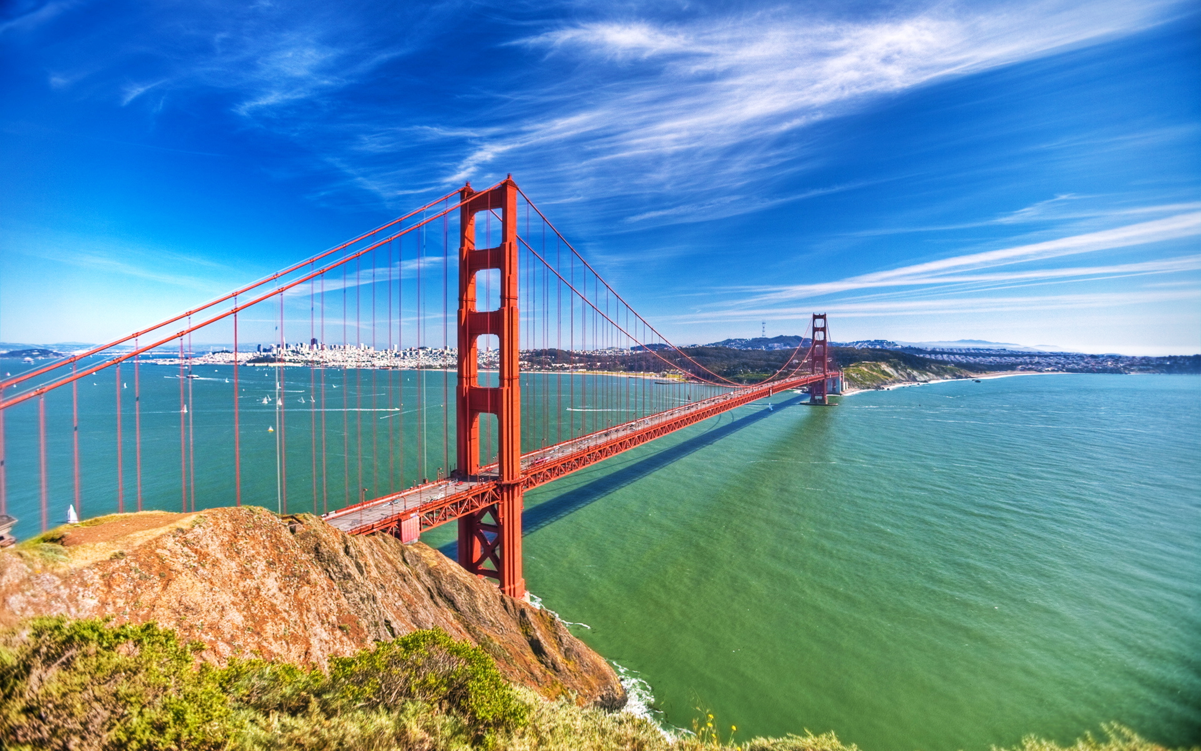Free download wallpaper Landscape, Bridges, Sea, Bridge, Golden Gate, Man Made on your PC desktop