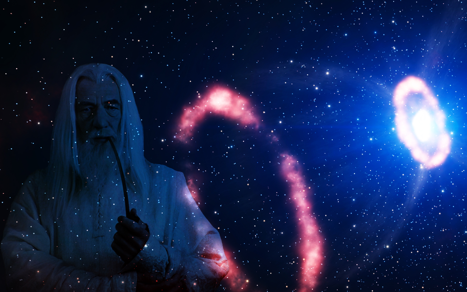 Free download wallpaper Fantasy, Stars, Lord Of The Rings, Space, Photography, Wizard, Manipulation on your PC desktop