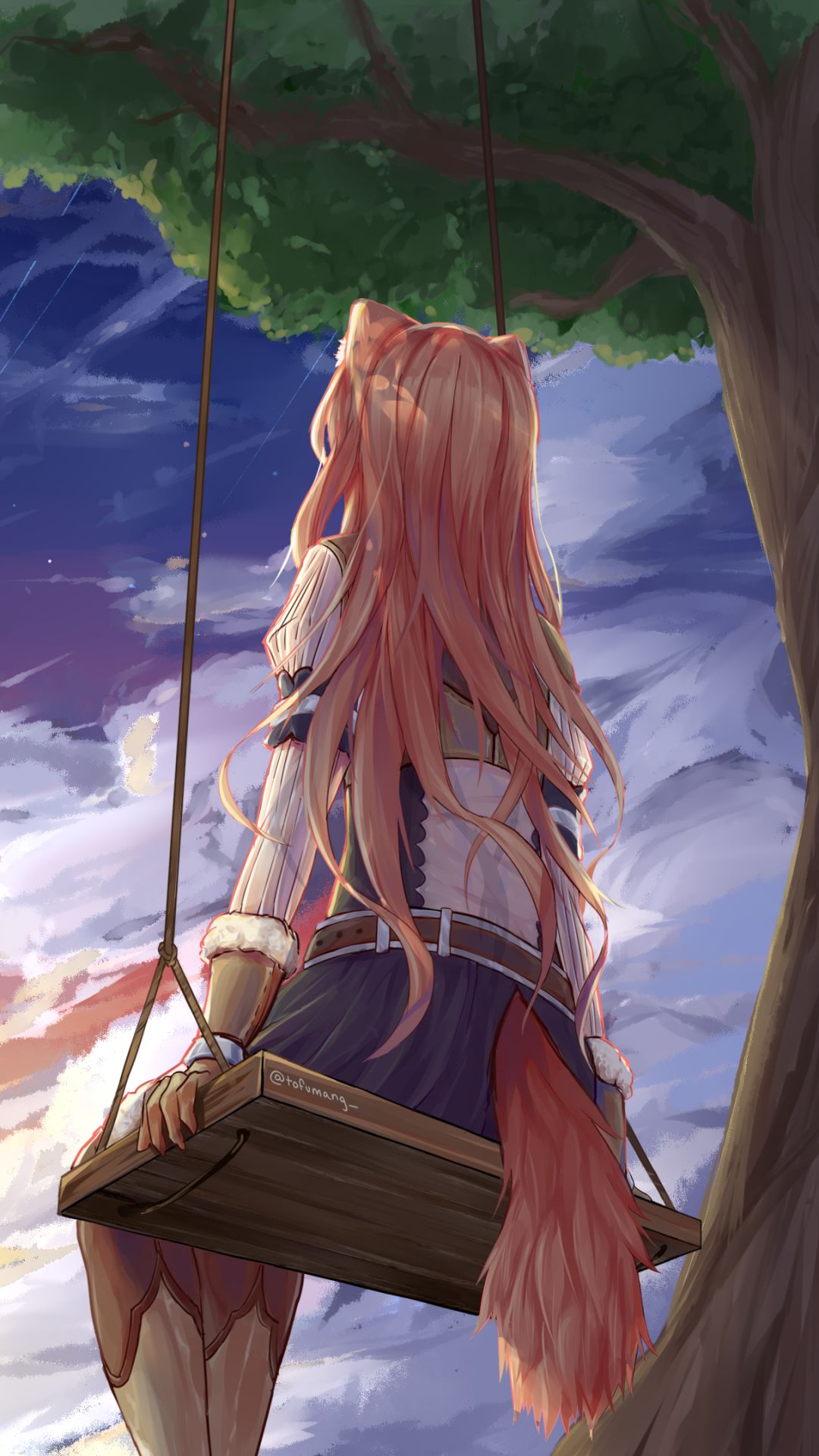 Download mobile wallpaper Anime, Sunset, Tail, Brown Hair, Raphtalia (The Rising Of The Shield Hero), The Rising Of The Shield Hero for free.