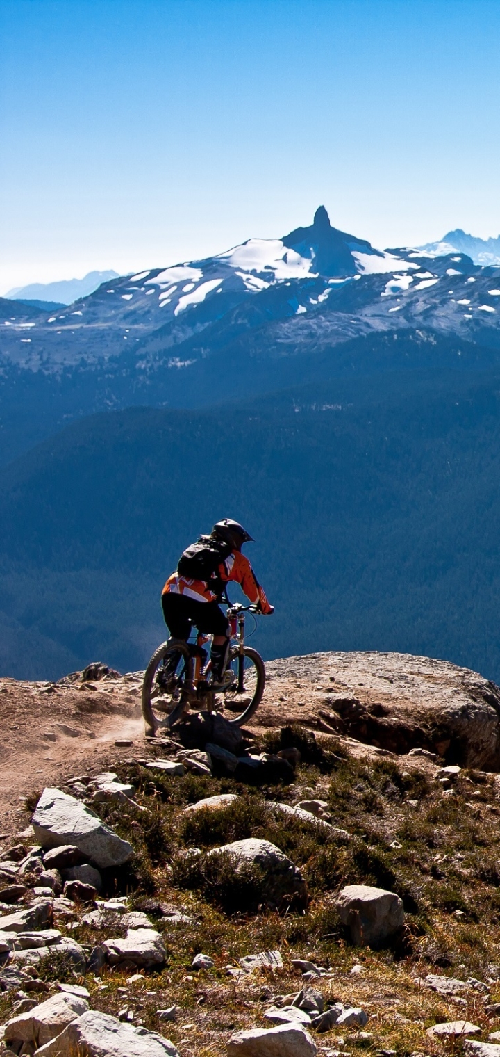 Скачати мобільні шпалери Спорт, Природа, Гора, Канада, Велосипед, Гірський Велосипед, Британська Колумбія безкоштовно.