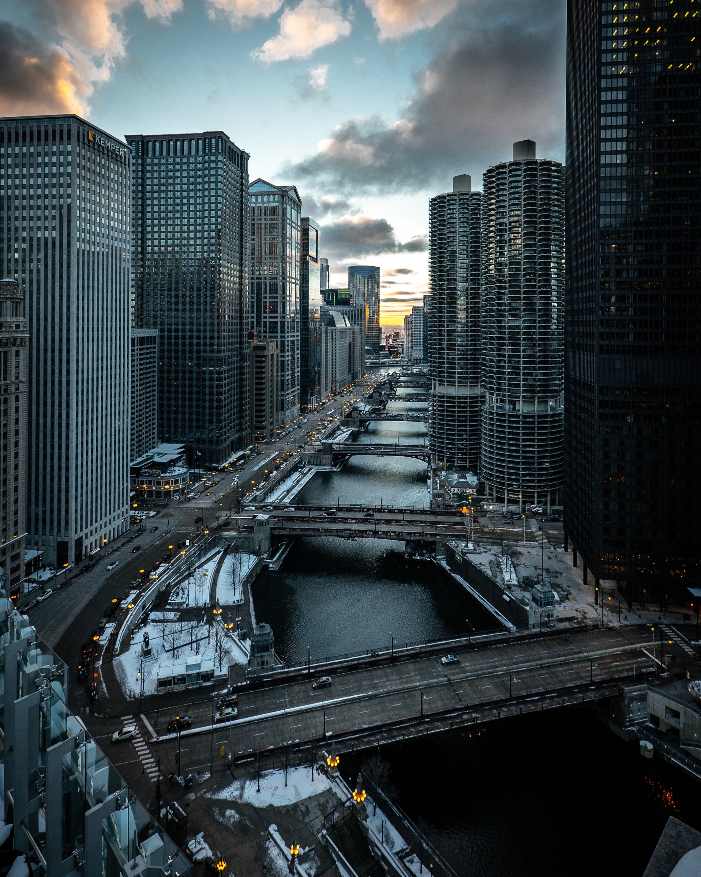 chicago, cities, bridges, city, building, view from above