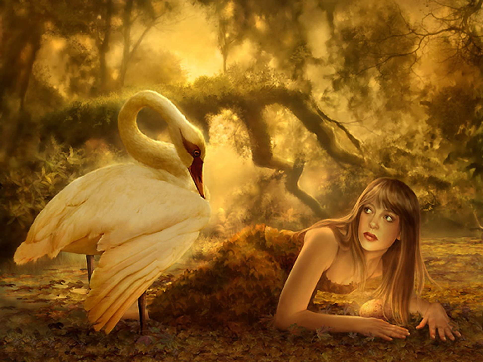 Free download wallpaper Fantasy, Swan, Women on your PC desktop