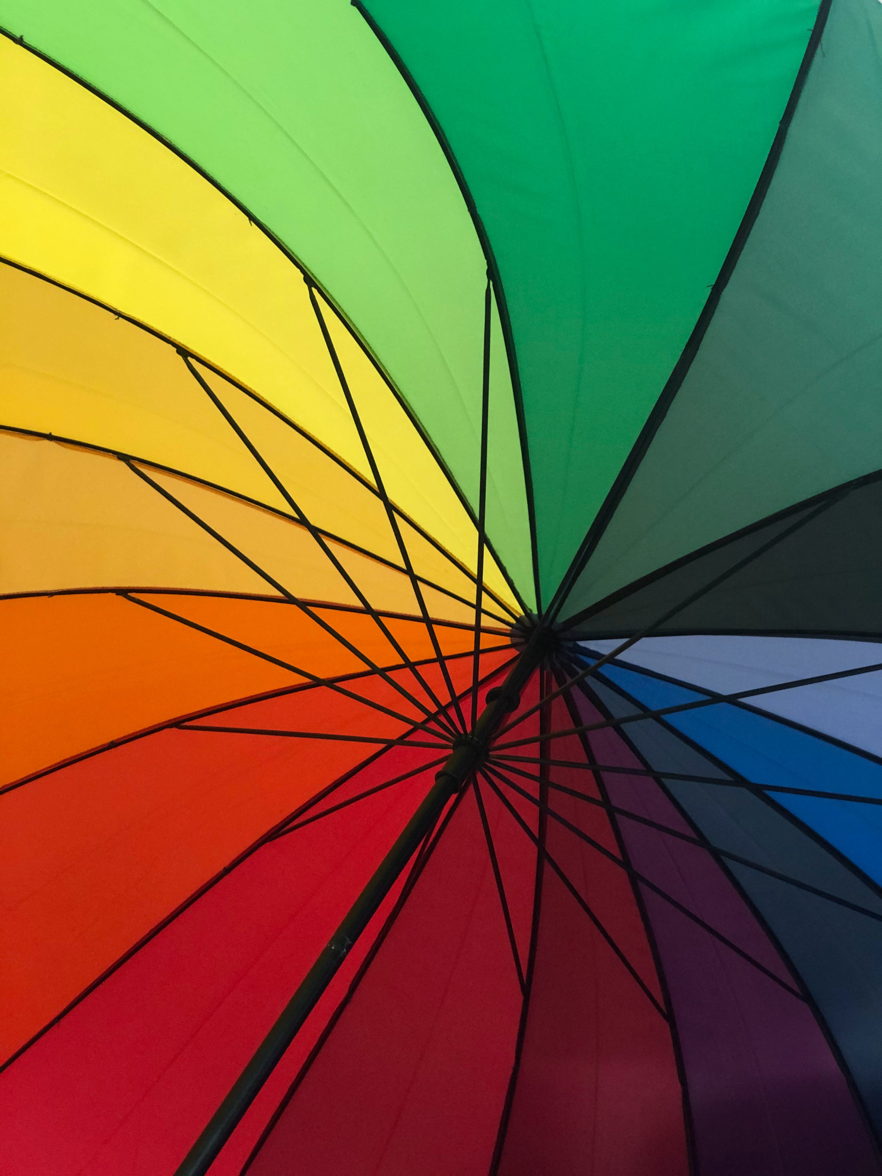 Download mobile wallpaper Miscellaneous, Miscellanea, Motley, Multicolored, Umbrella, Rainbow for free.