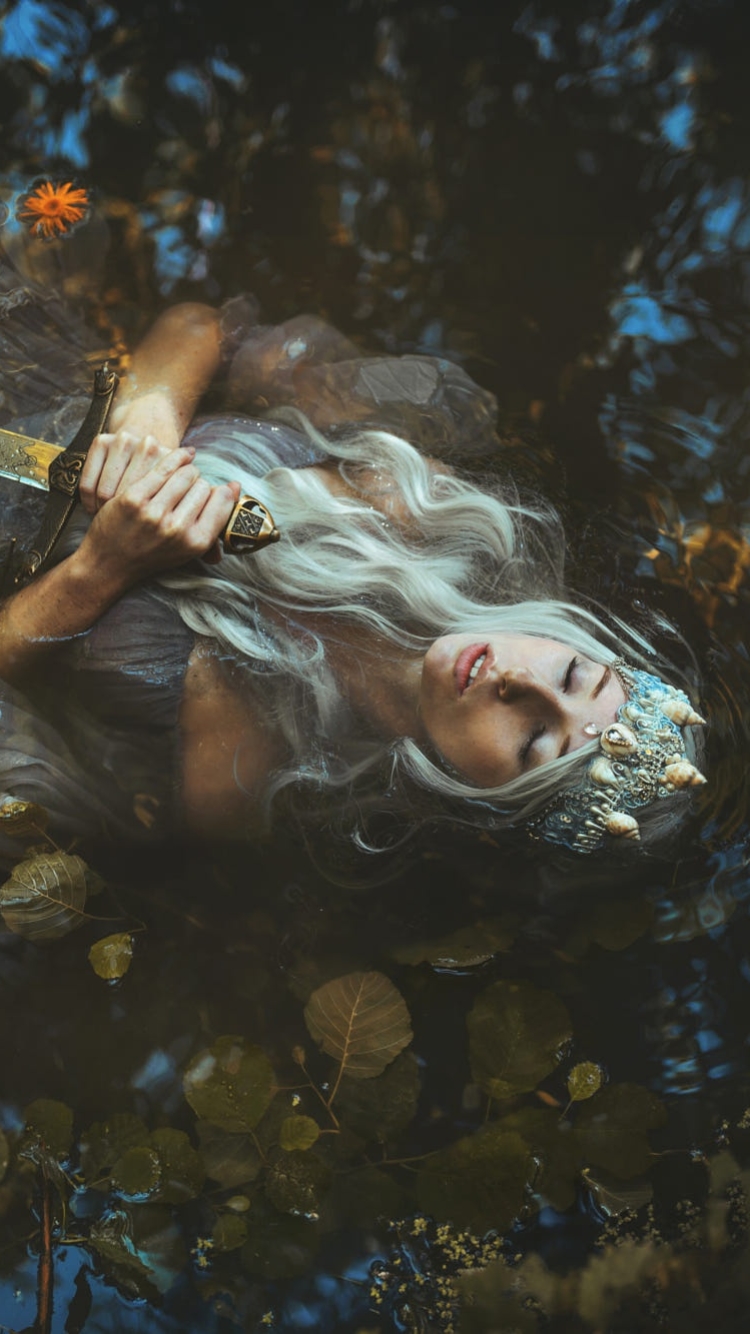 Download mobile wallpaper Water, Mood, Model, Women, White Hair for free.